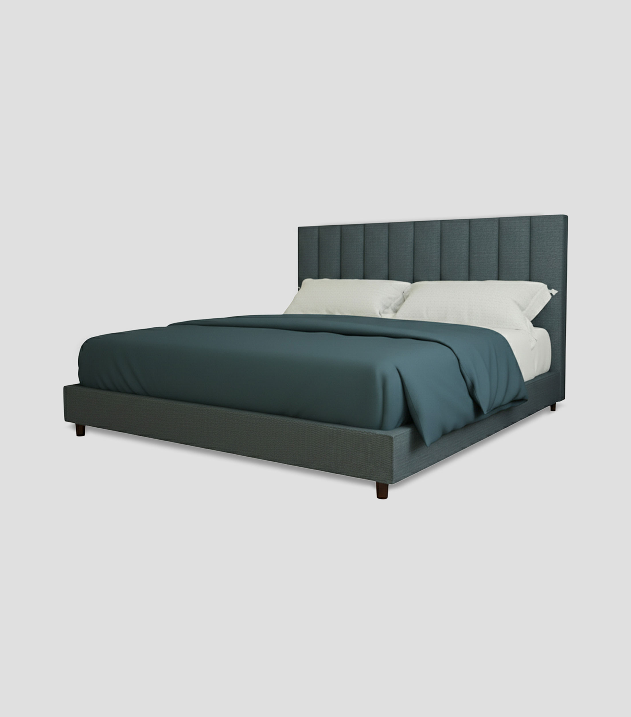 Cama King Size Old Canvas azul marino en madera