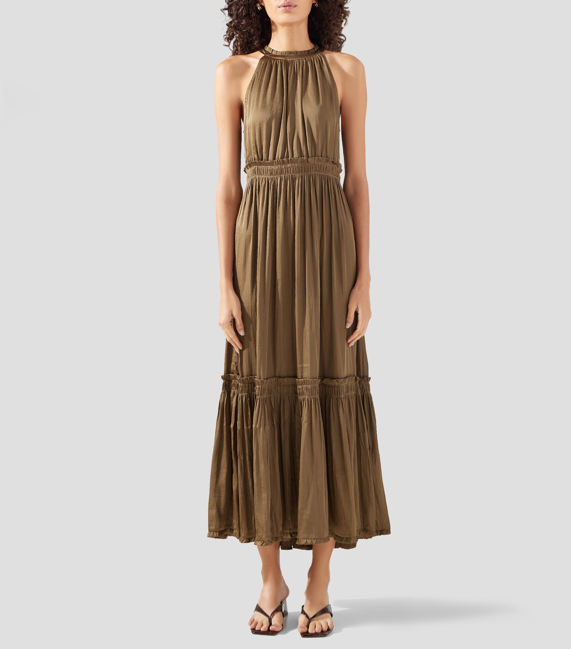 Vestido largo liso Mujer