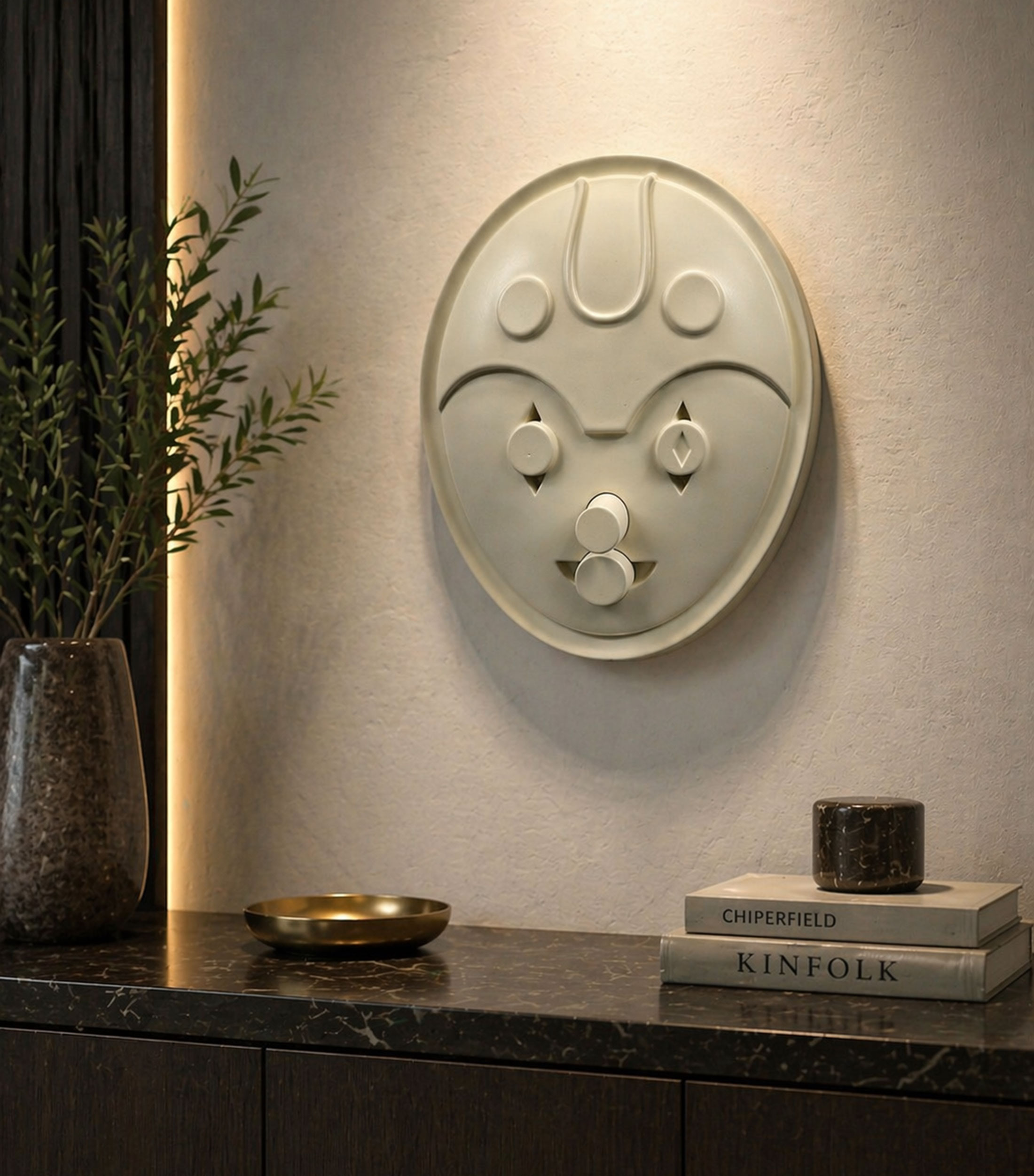 Escultura Tribu Mask Oval 1 en cerámica