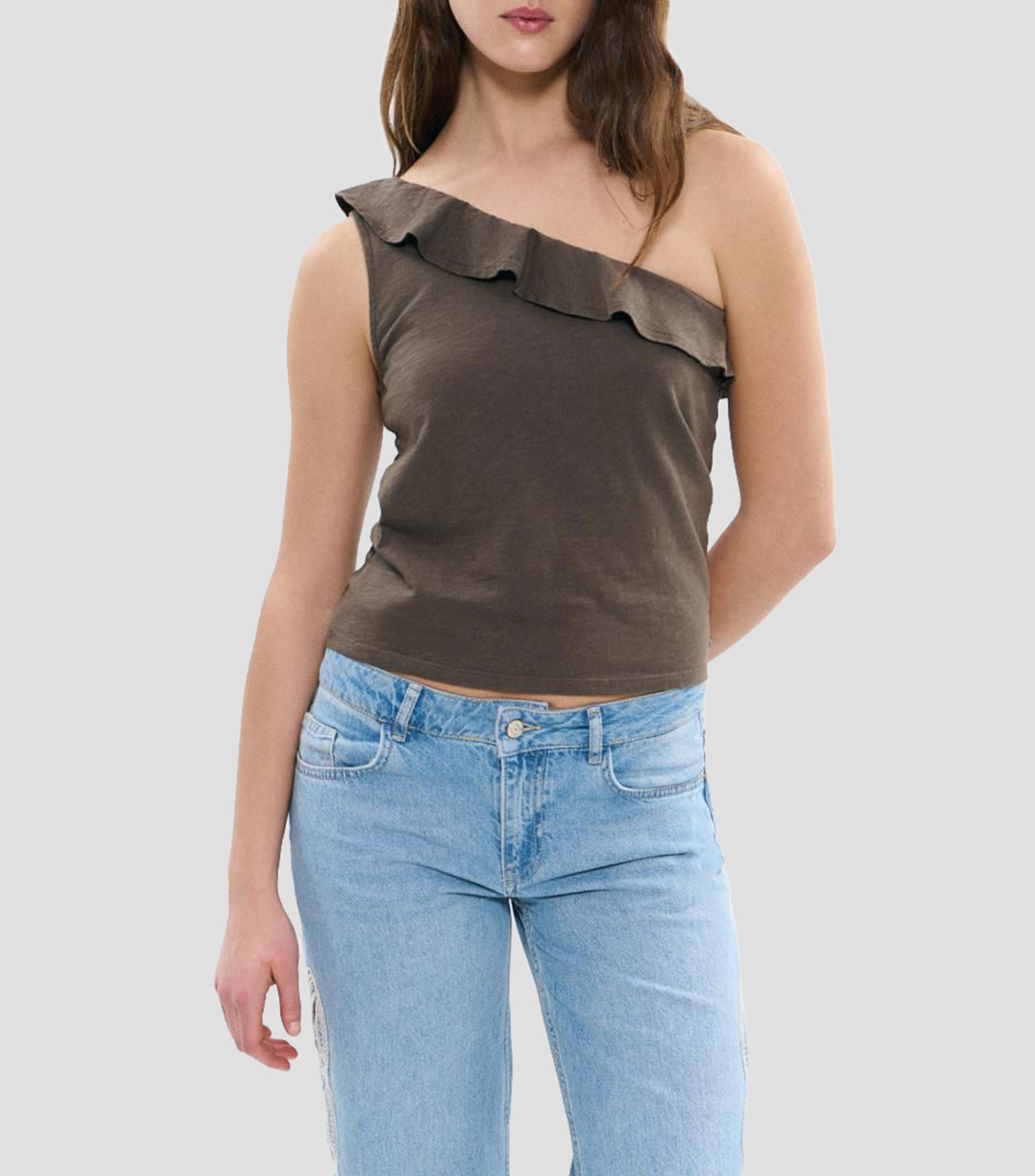 Blusa lisa sin mangas Mujer