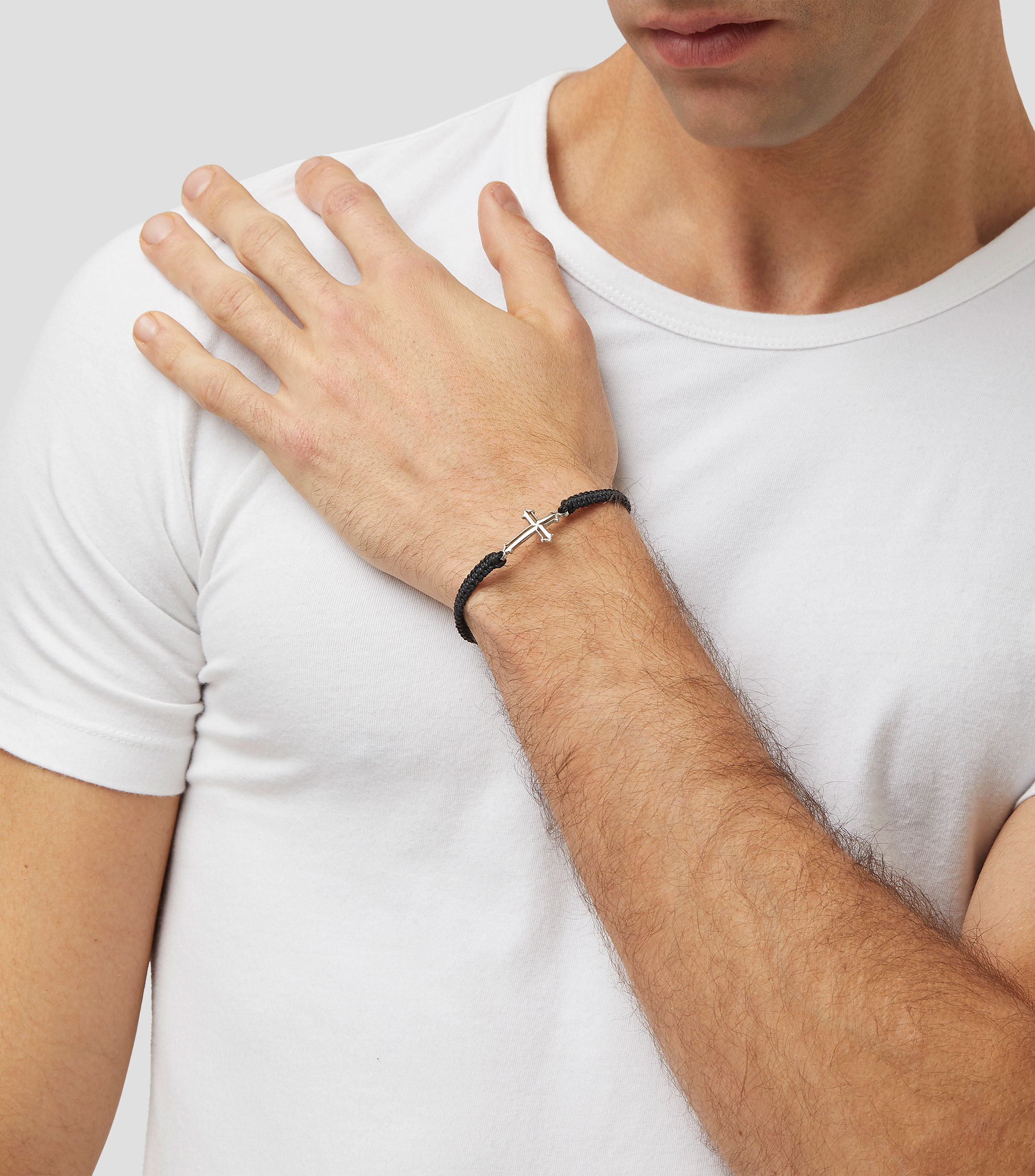 Pulsera con cruz de plata Hombre