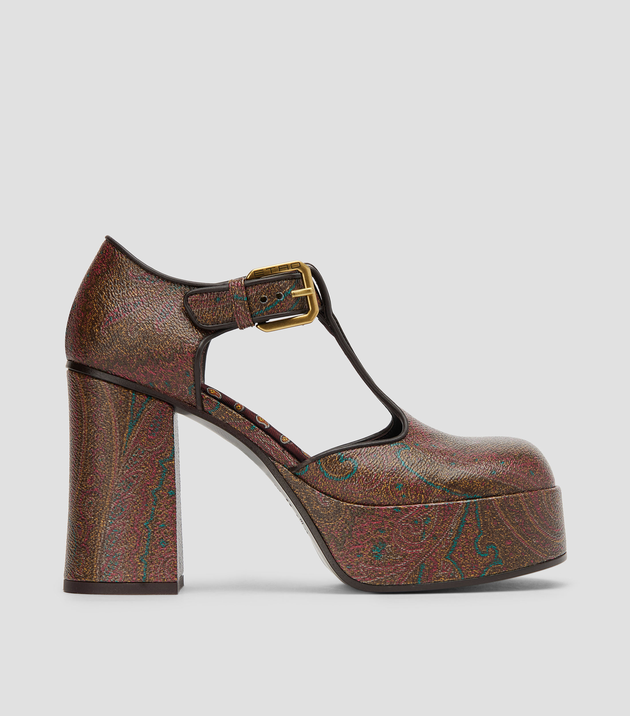 Sandalias con tacón alto de media luna y plataforma Mujer