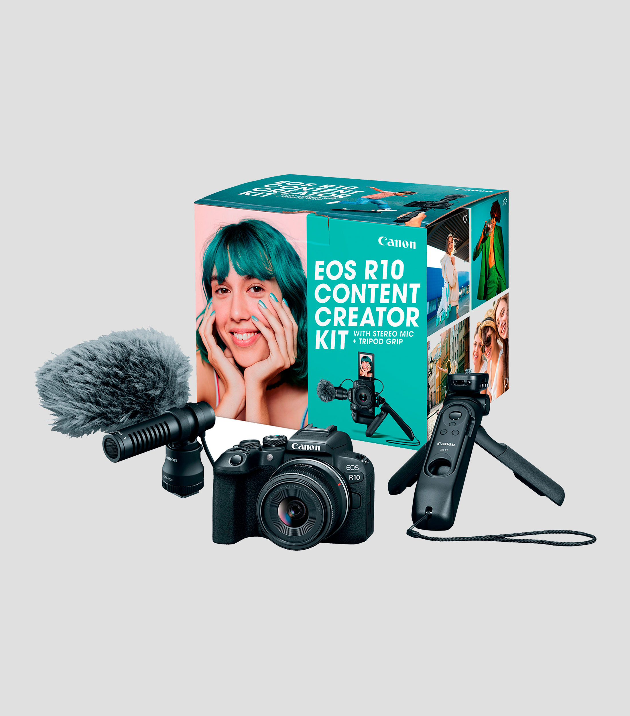 Kit Cámara EOS R10 Stereo Microphone DM-E100 Tripod Grip HG-100TBR