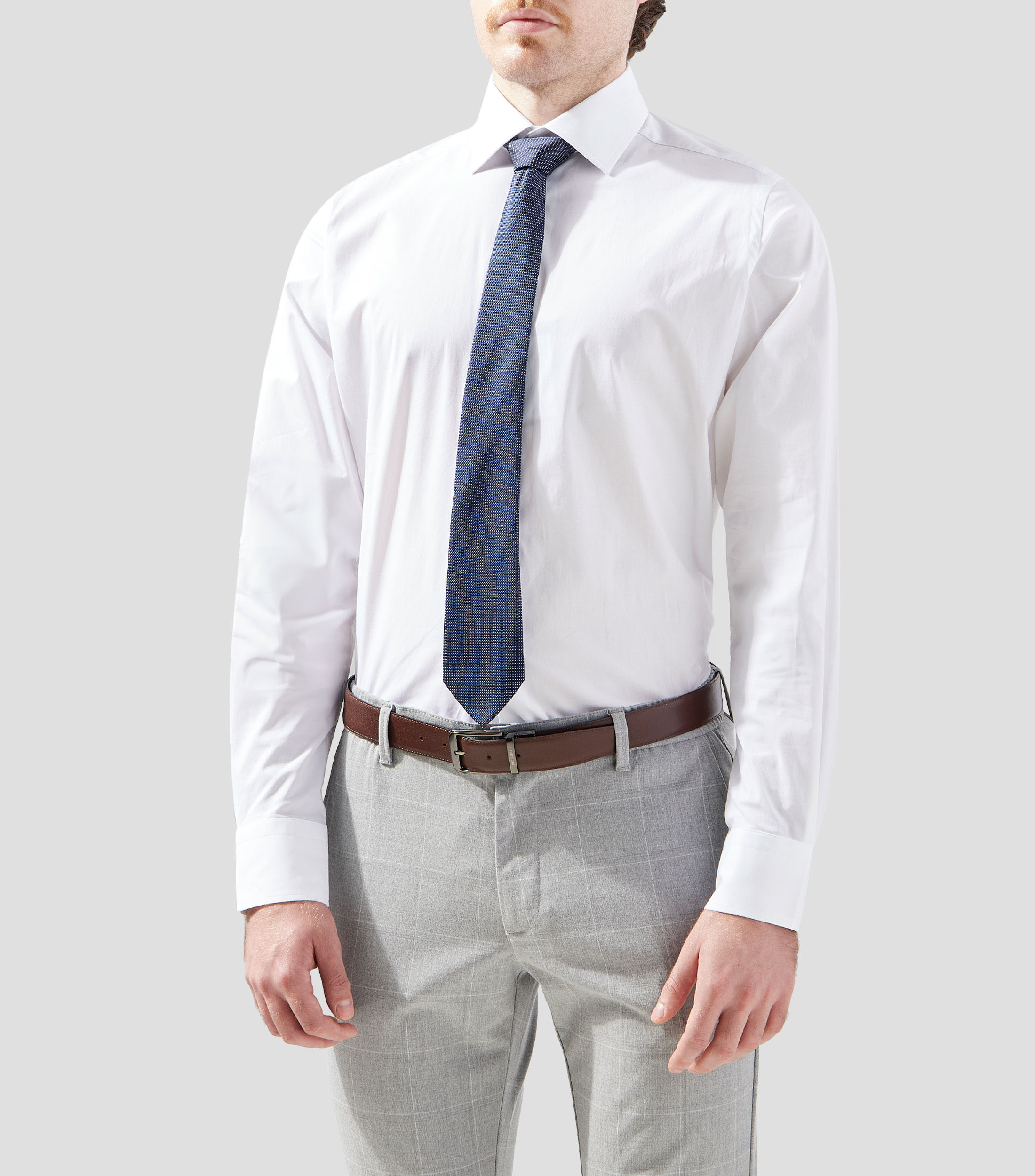 Camisa de vestir sólido manga larga Hombre