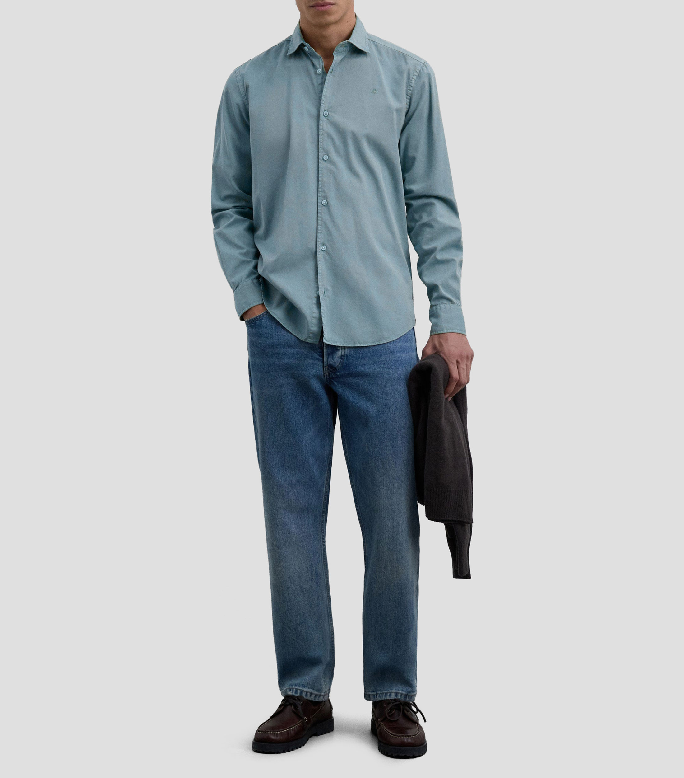 Camisa lisa de manga larga Hombre