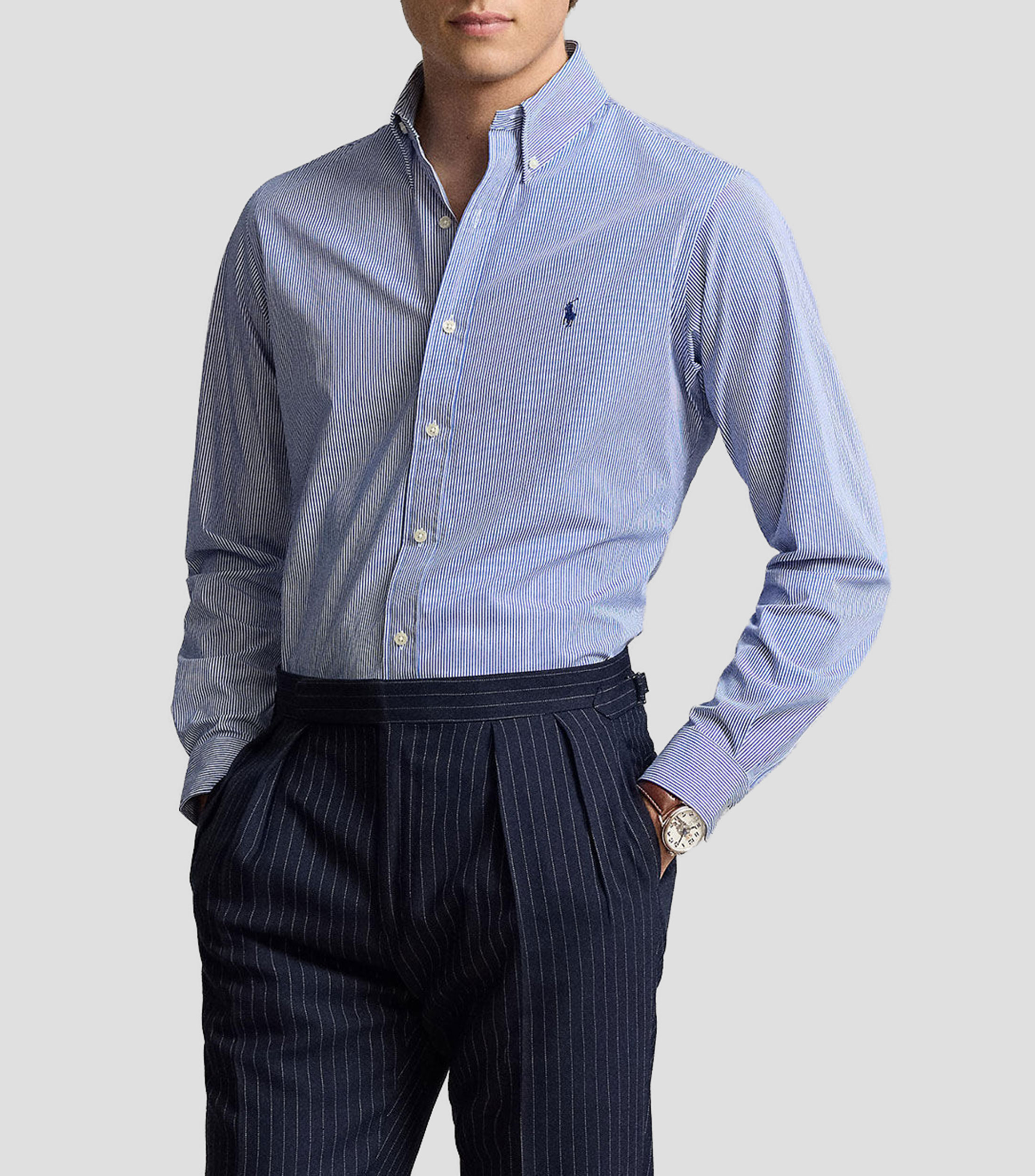 Camisa de rayas manga larga Hombre