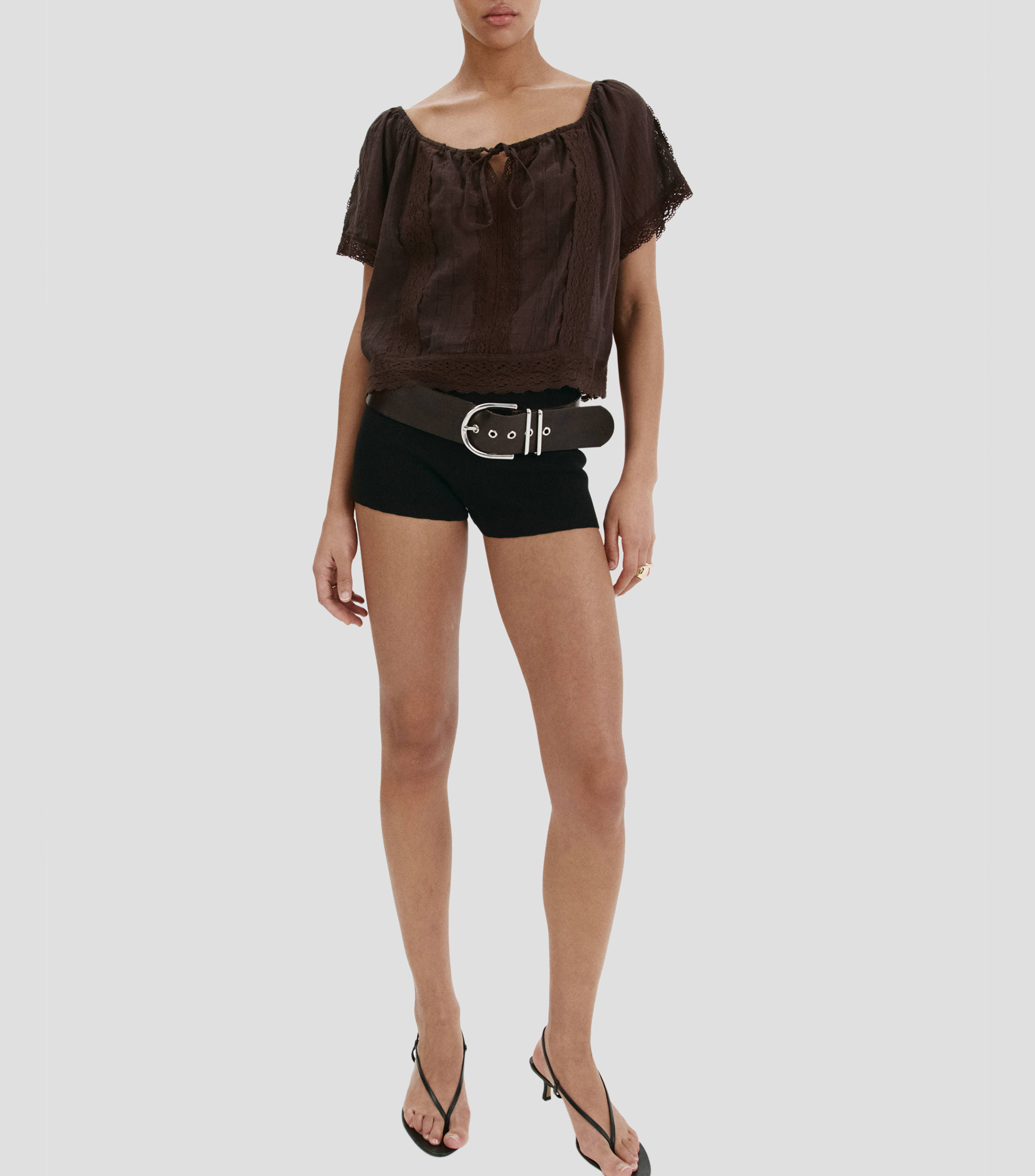 Blusa lisa manga corta Eva Mujer
