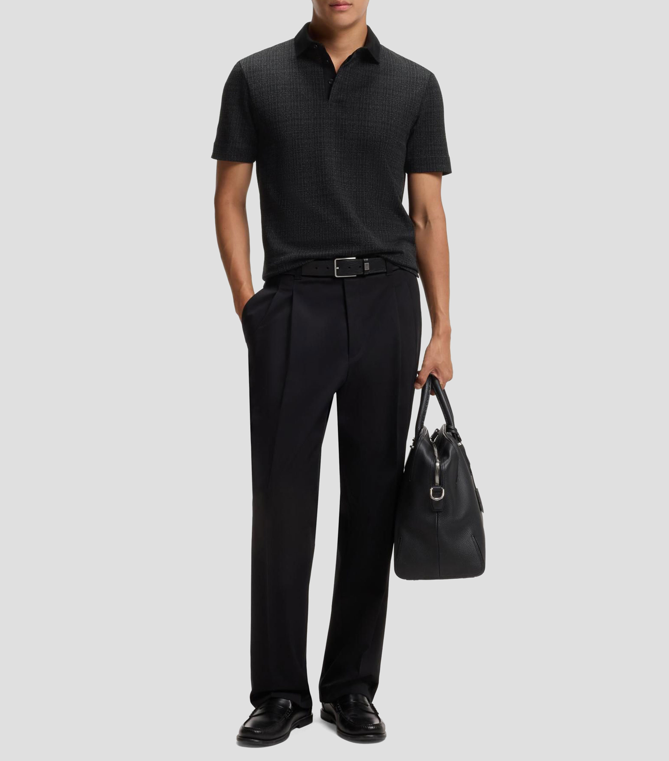 Playera tipo polo de algodón con jacquard en dos tonos Hombre