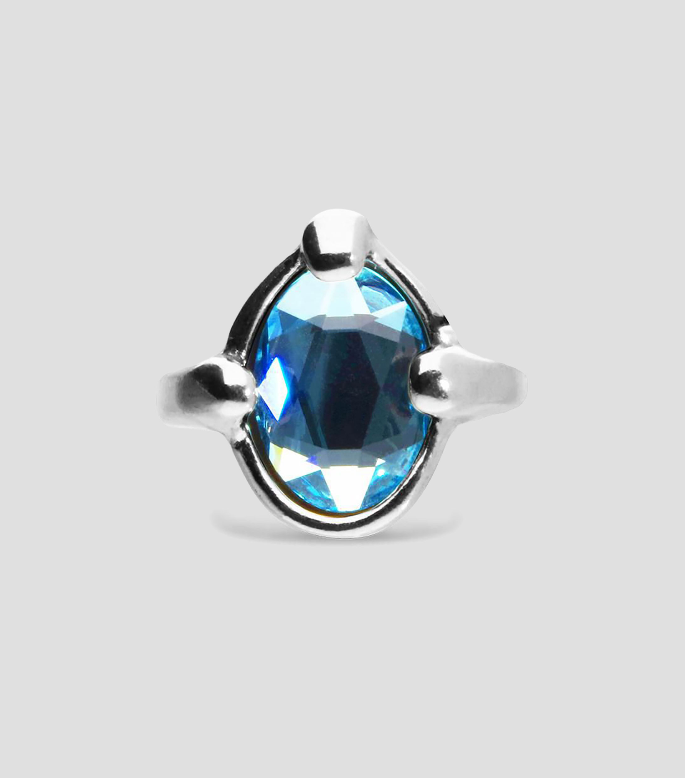 Anillo con cristal azul Mujer