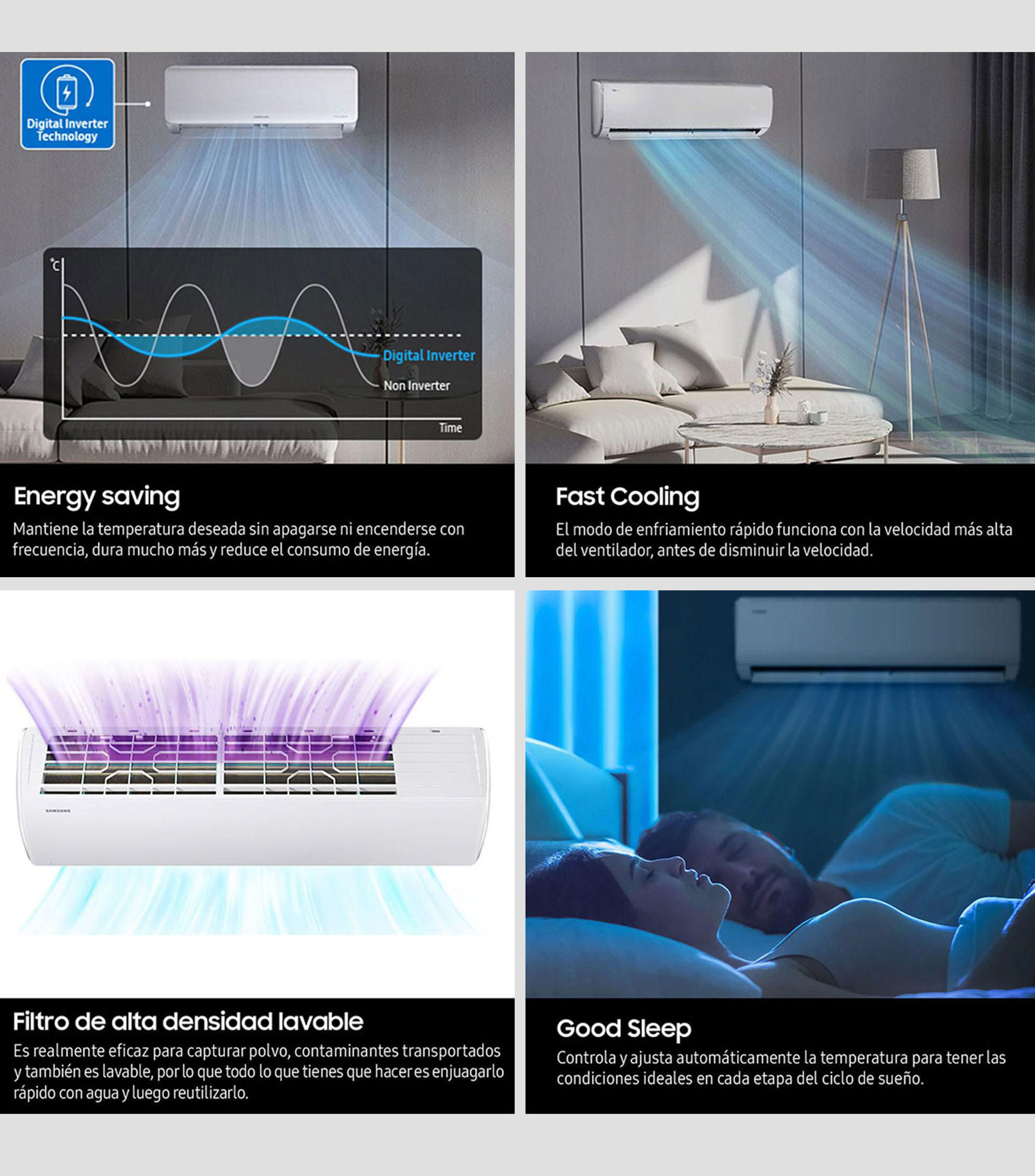 Aire Acondicionado Minisplit Inverter 11,000 BTU's, 0.91 Toneladas 120 V Frío