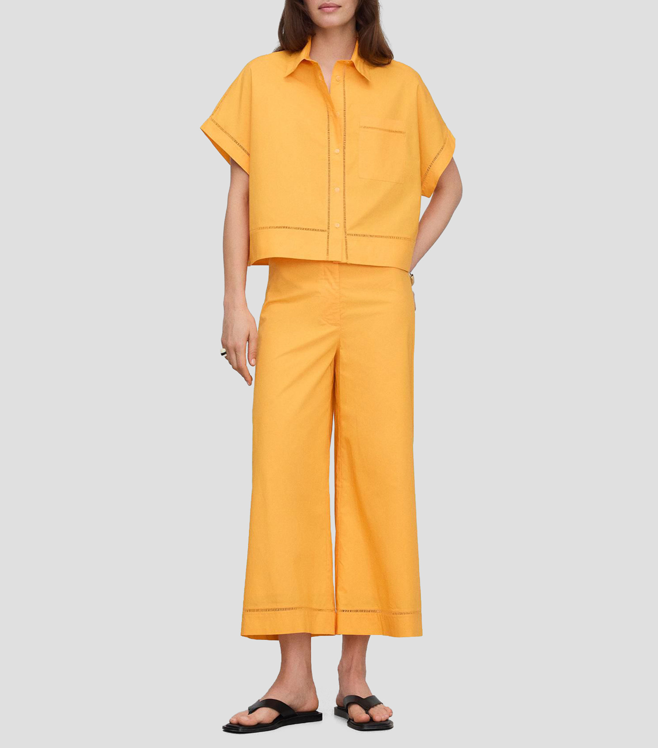 Camisa lisa con manga corta Mujer