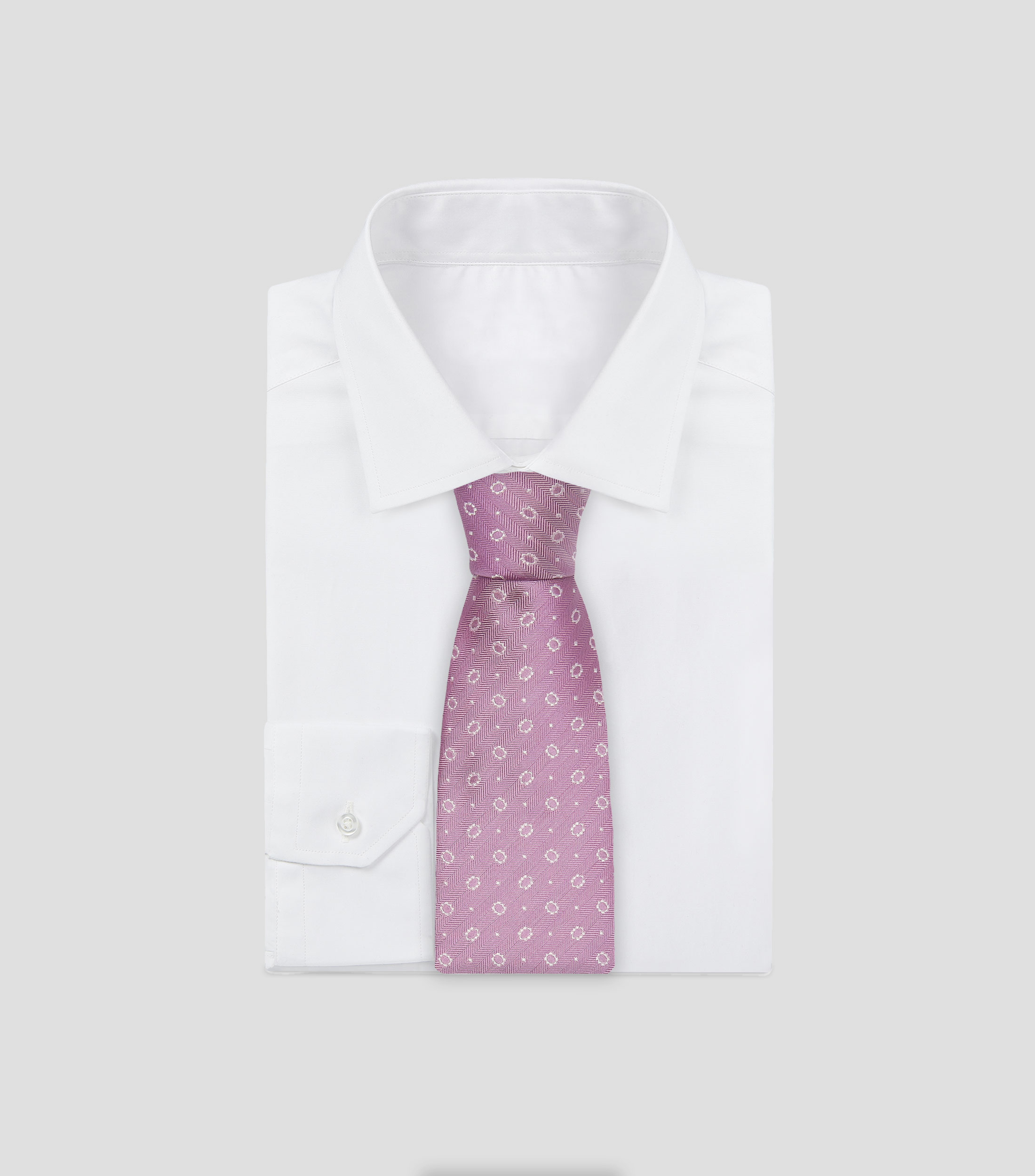 Corbata ancha en seda lila estampada Brera