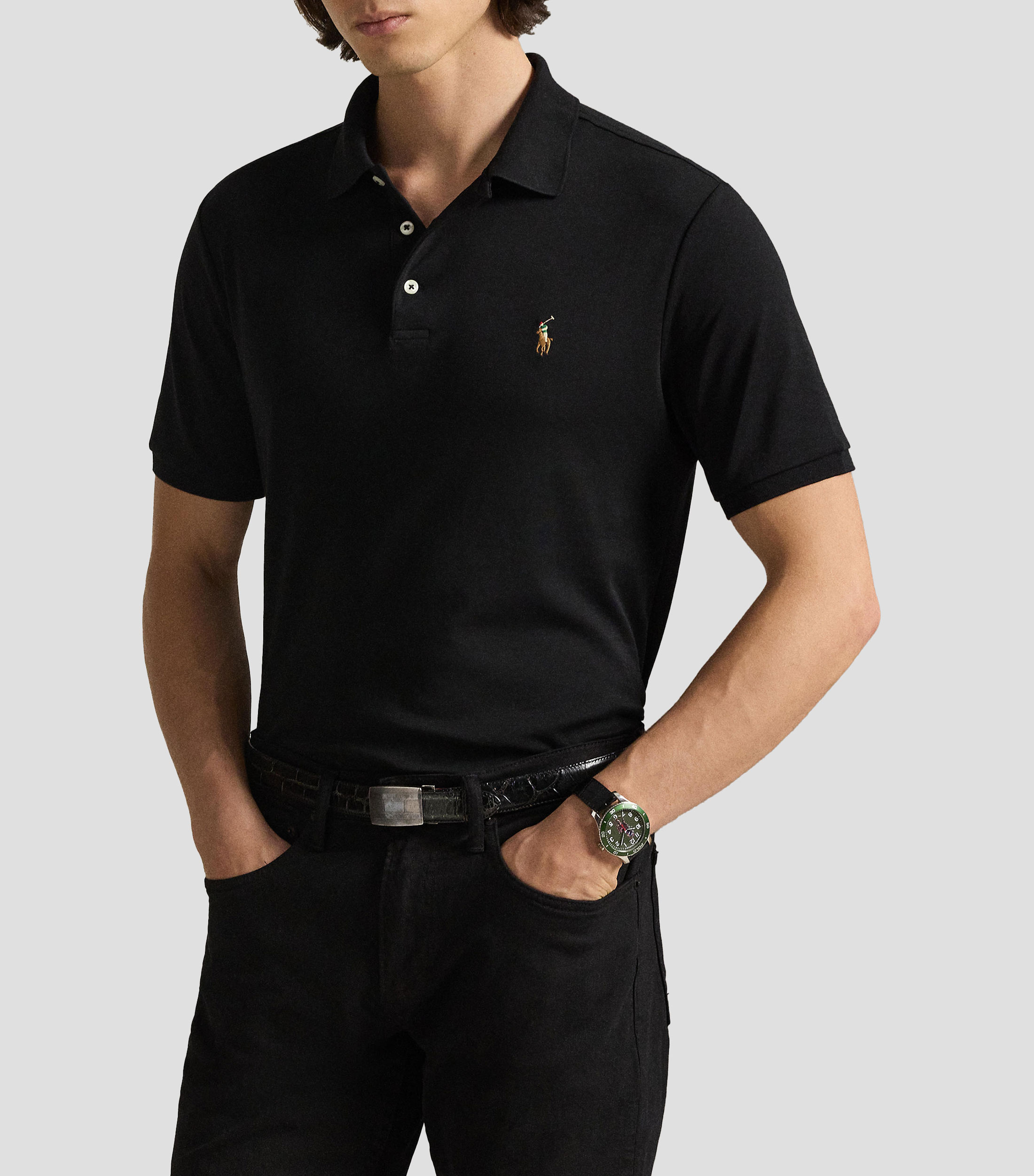Playera tipo polo manga corta diseño sólido Hombre