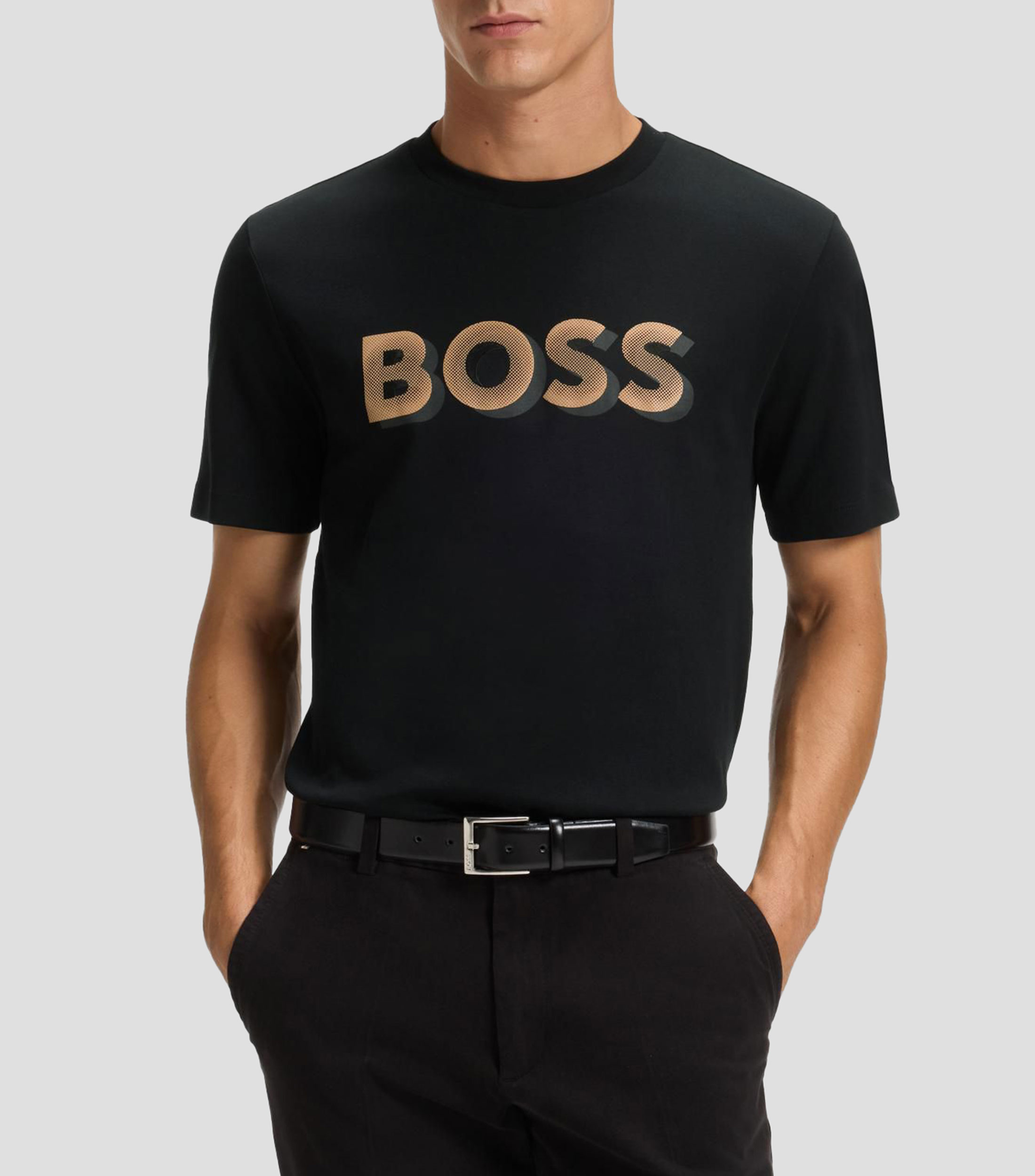 Playera de algodón mercerizado con logo de diseño Hombre