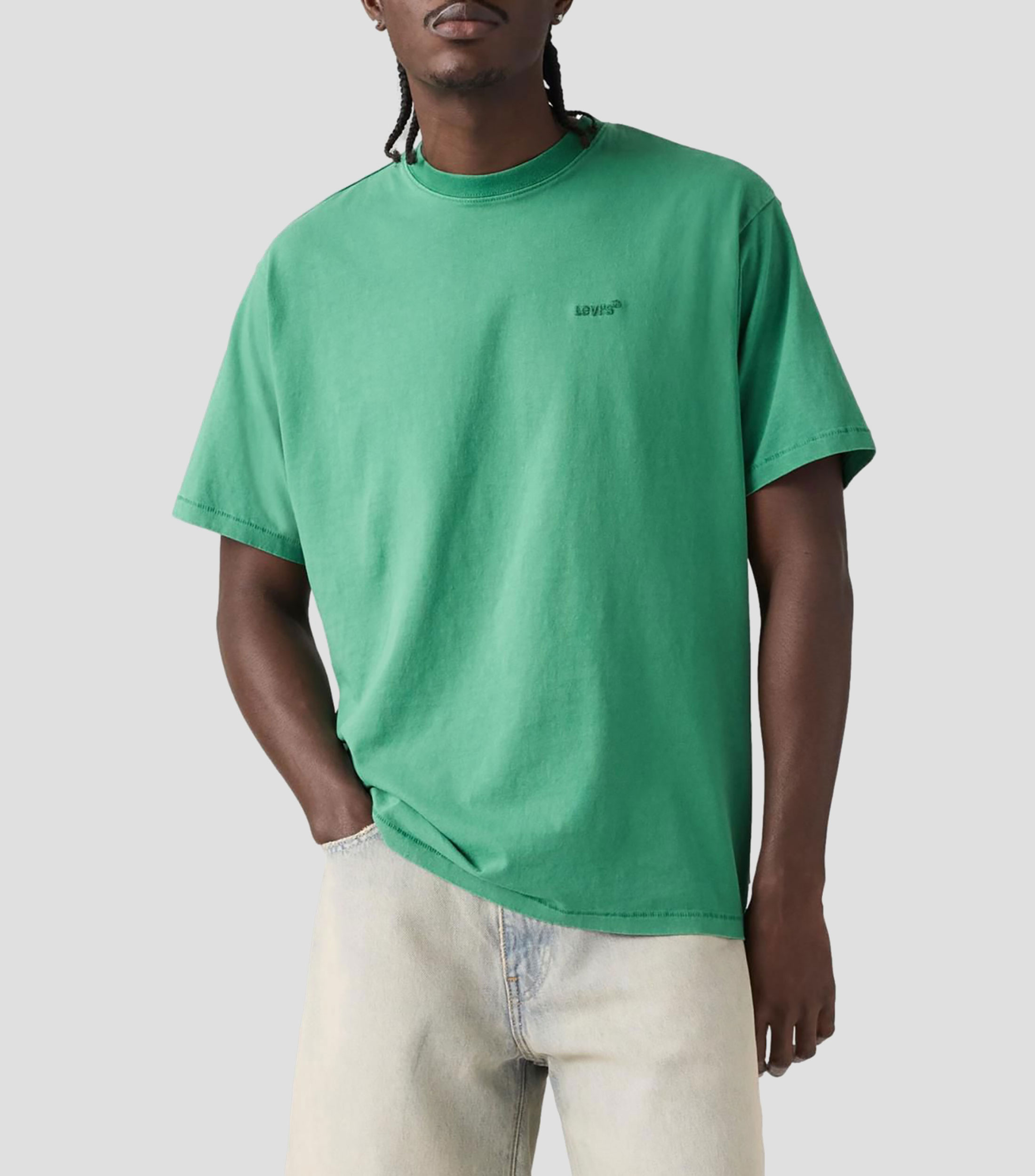 Playera de cuello redondo con manga corta deslavada Hombre