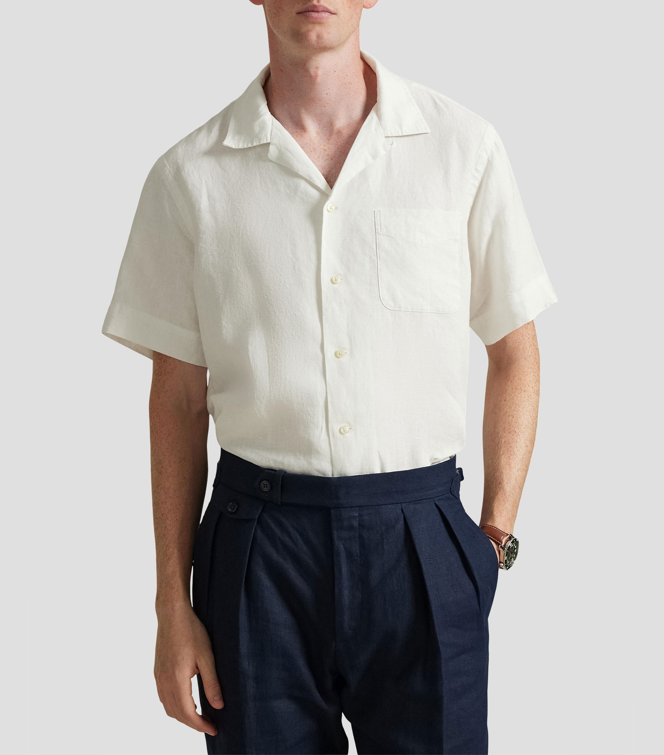 Camisa lisa manga corta Hombre