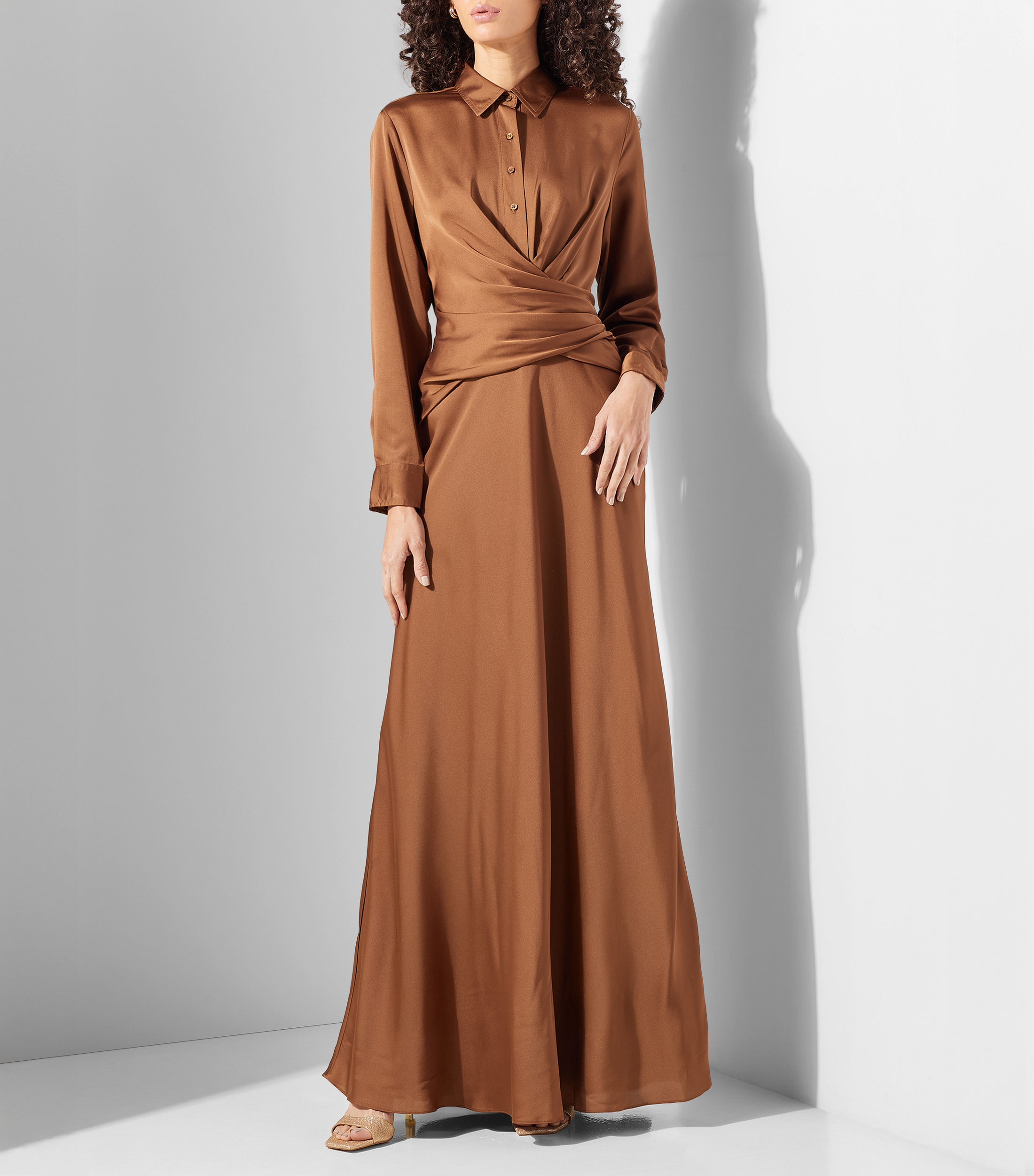 Vestido largo manga larga liso Mujer