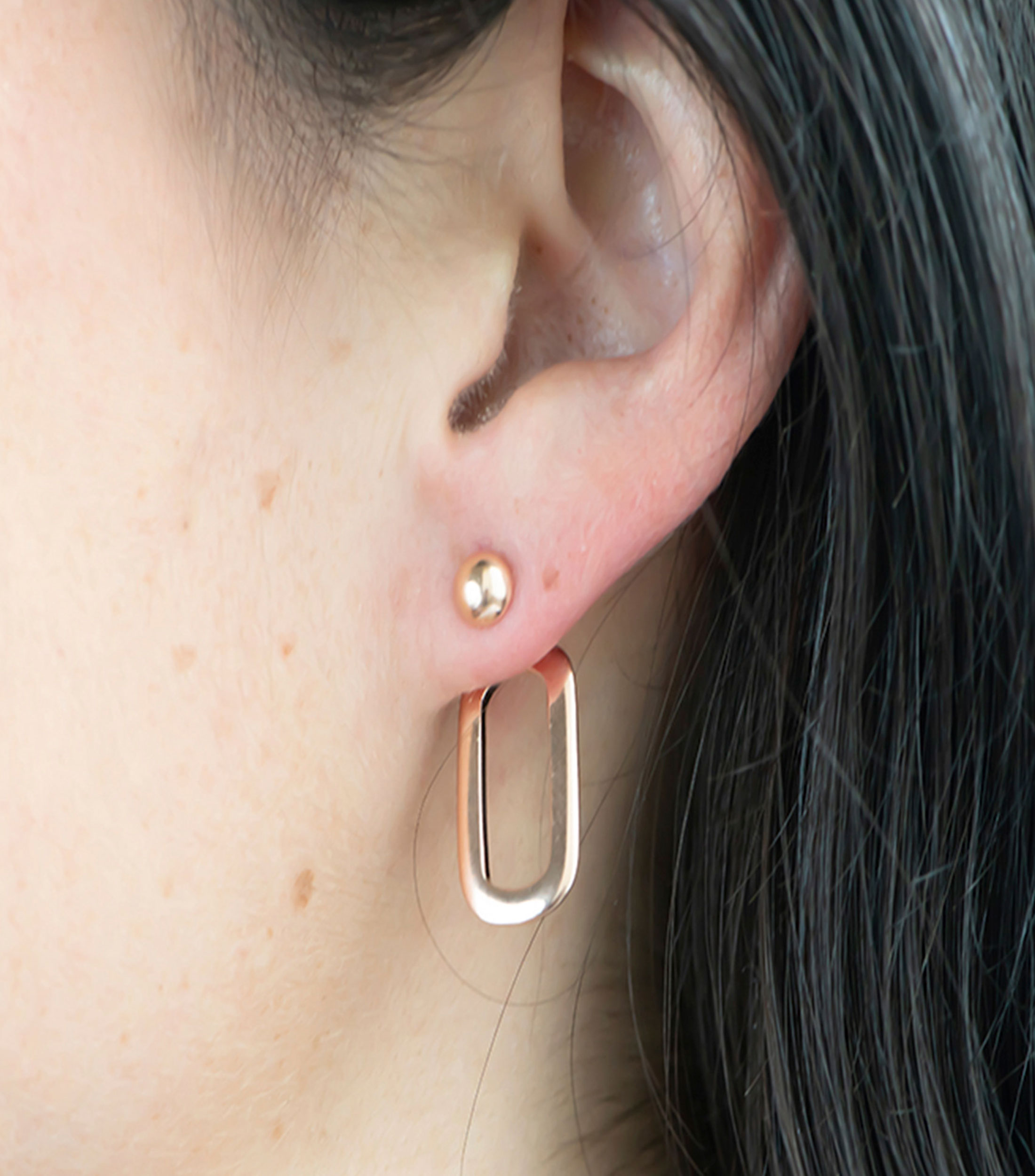 Aretes en oro rosa de 14 kilates ovales Olivia Mujer