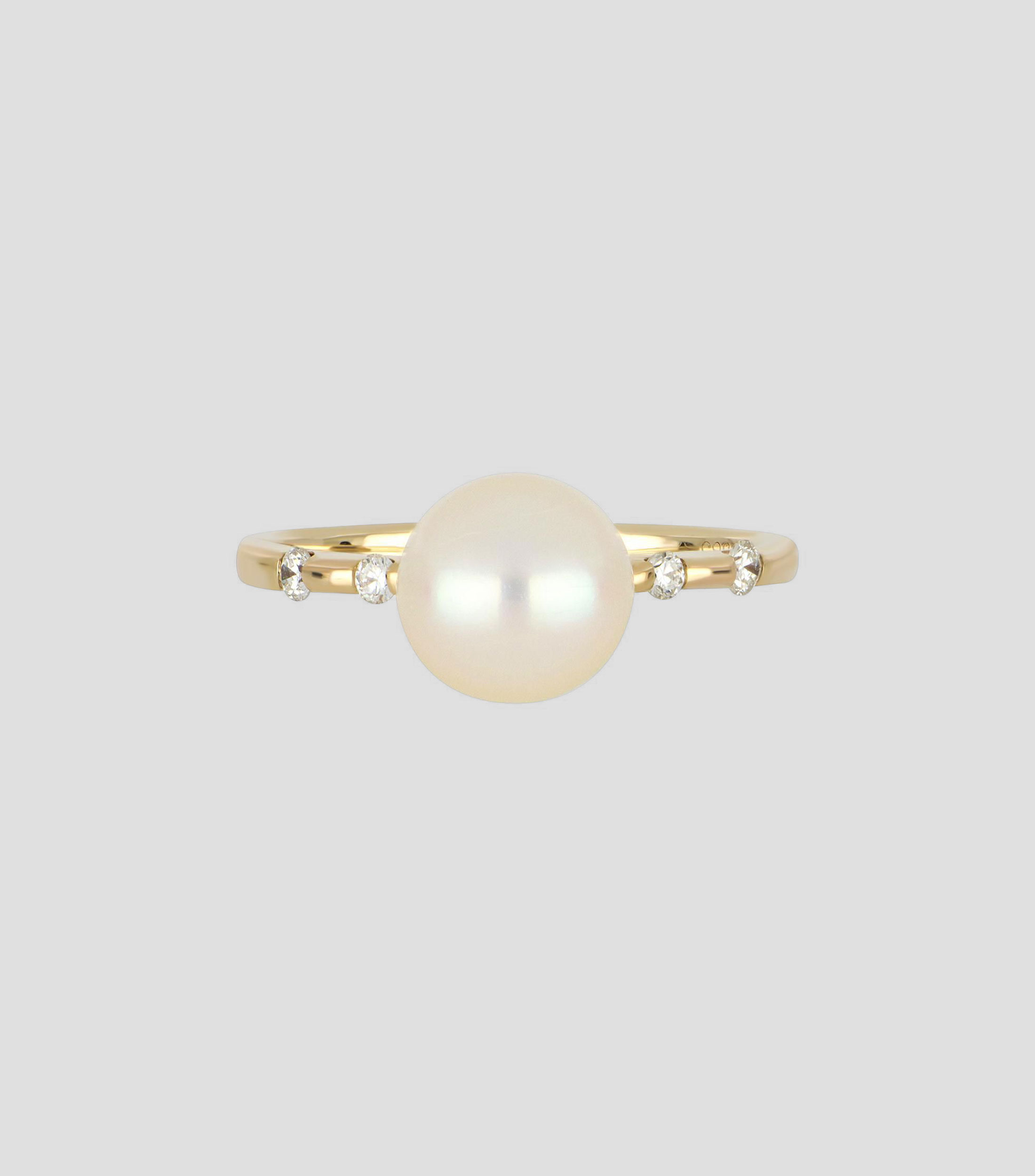Anillo en Oro amarillo de 14 Kilates con Perla y diamantes Mujer