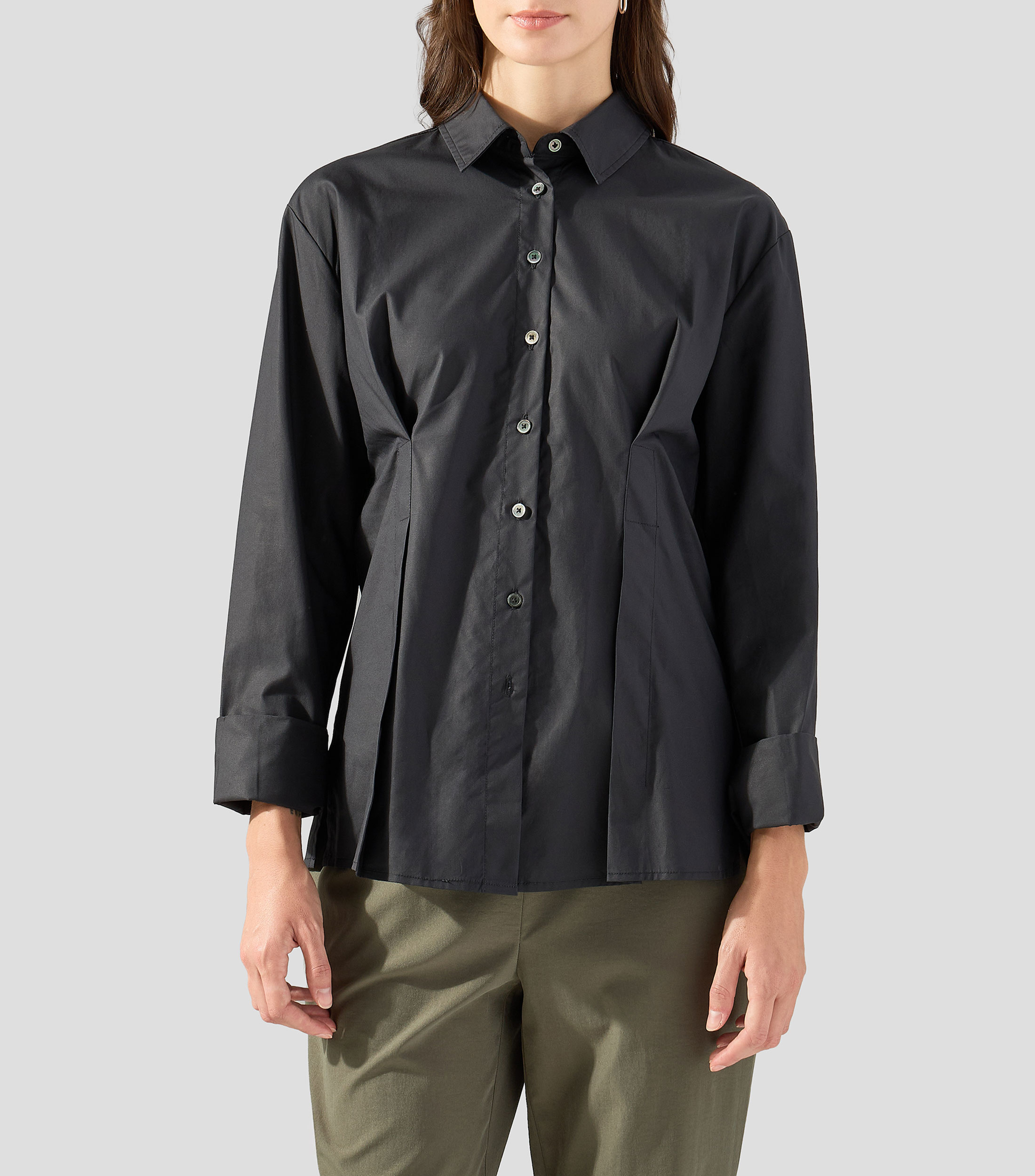 Camisa lisa manga larga Mujer