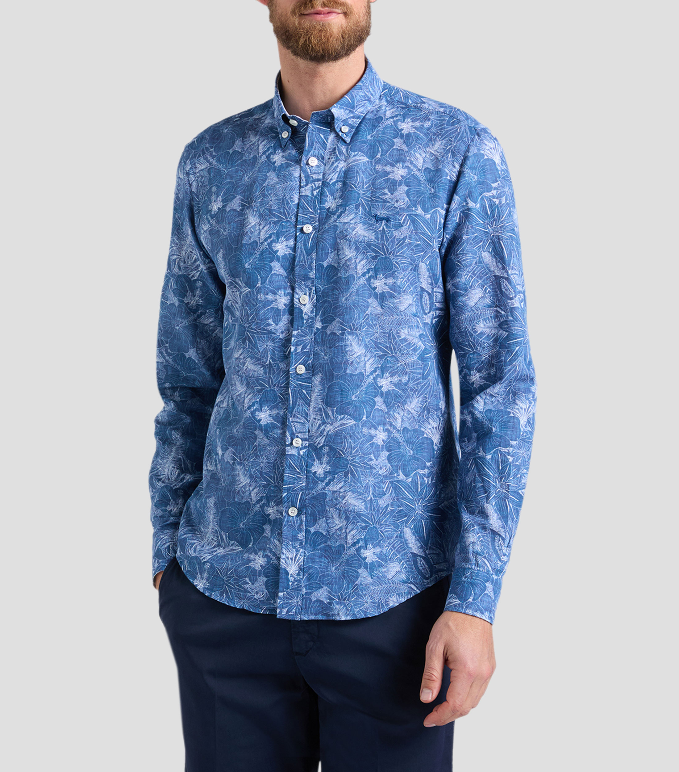 Camisa con estampado manga larga Hombre