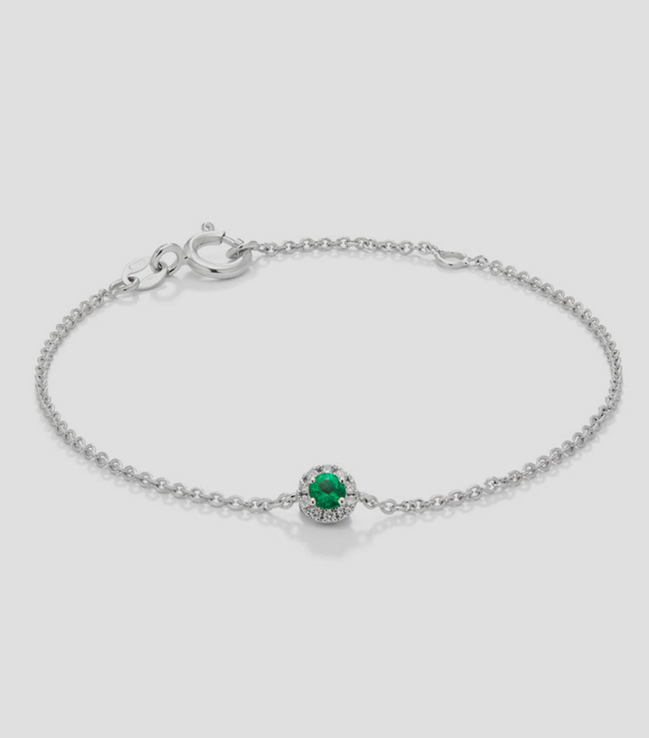 Pulsera oro blanco de 18 kilates con esmeralda Mujer