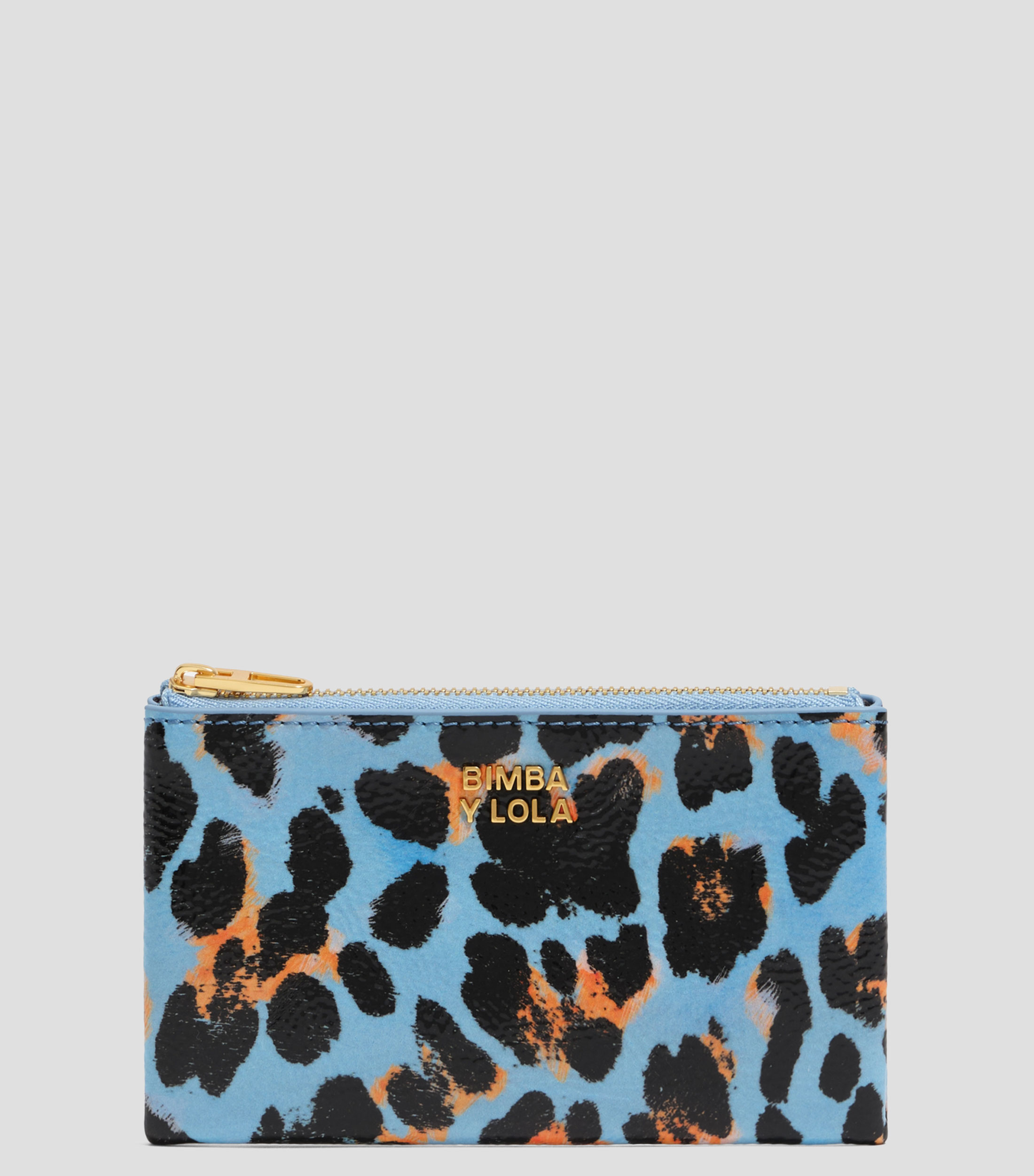 Monedero textura brillo print Leopard azul pastel Mujer