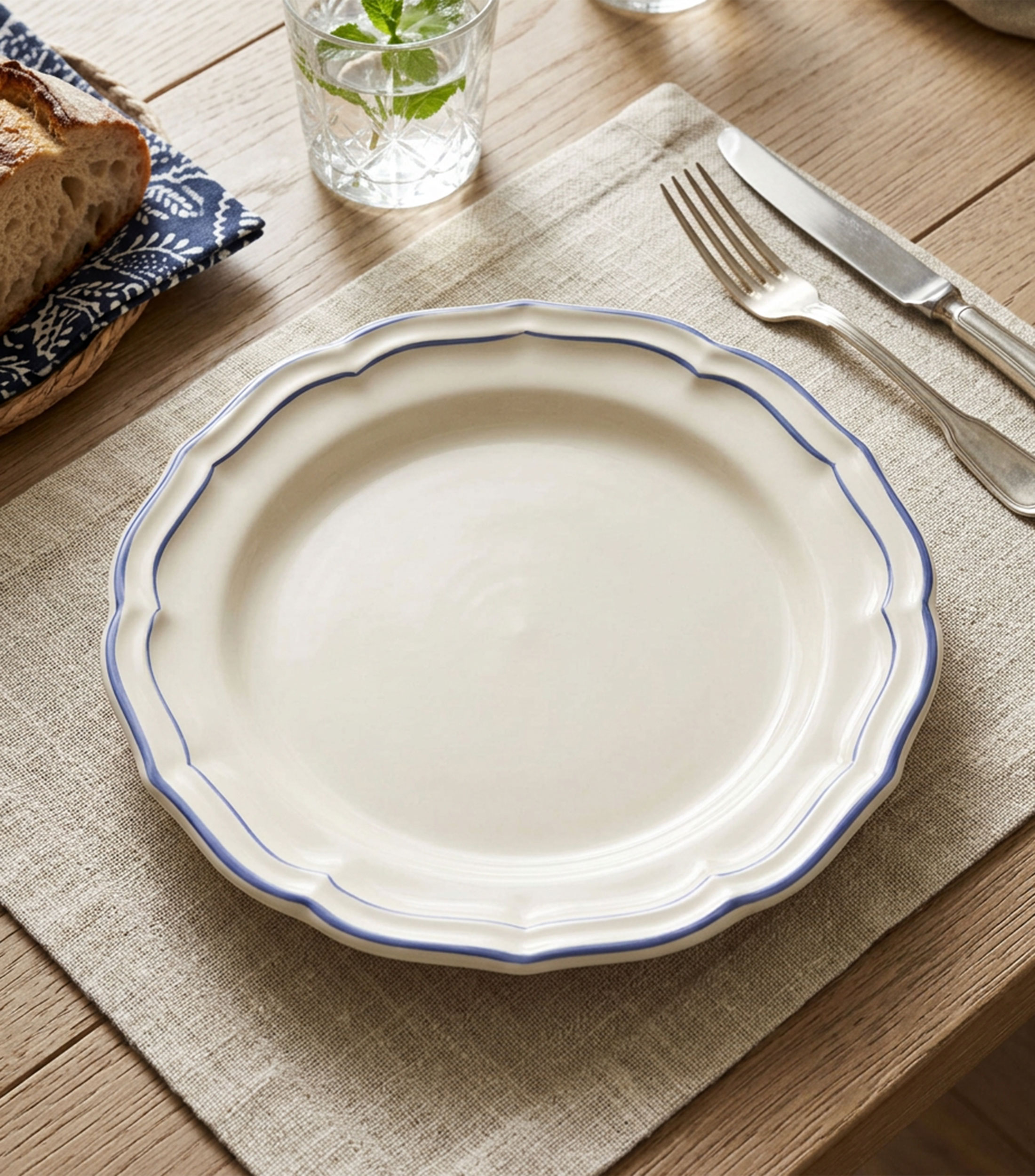 Set 4 platos llanos Filet Bleu liso