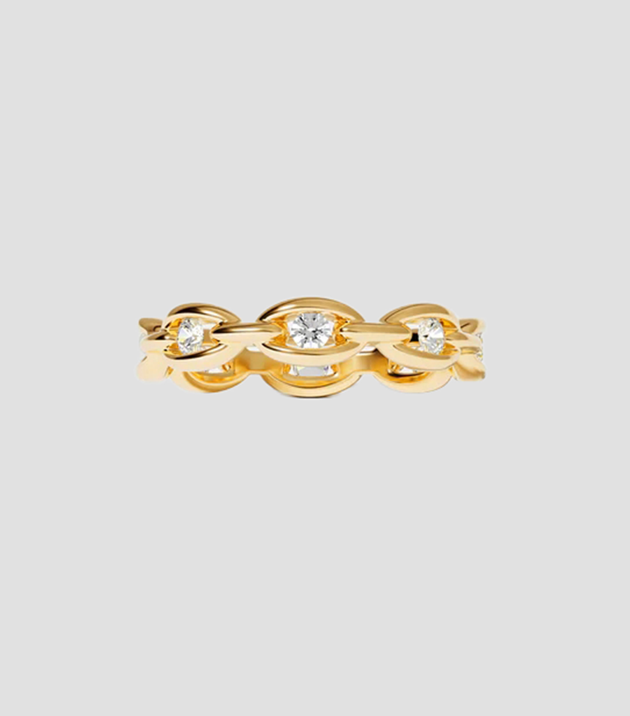 Anillo eslabonado con circonitas Mujer