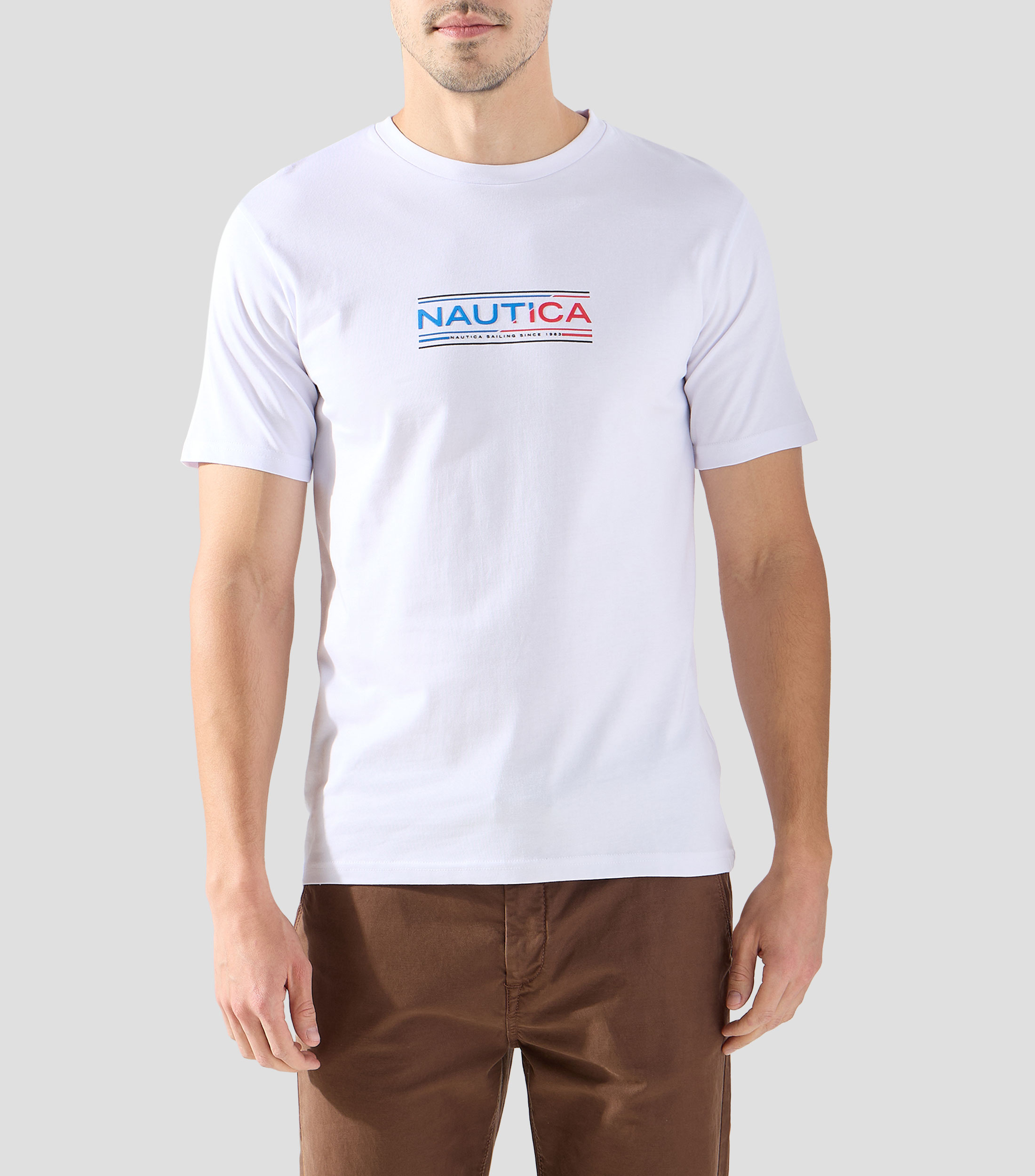 Playera cuello redondo manga corta estampada Hombre