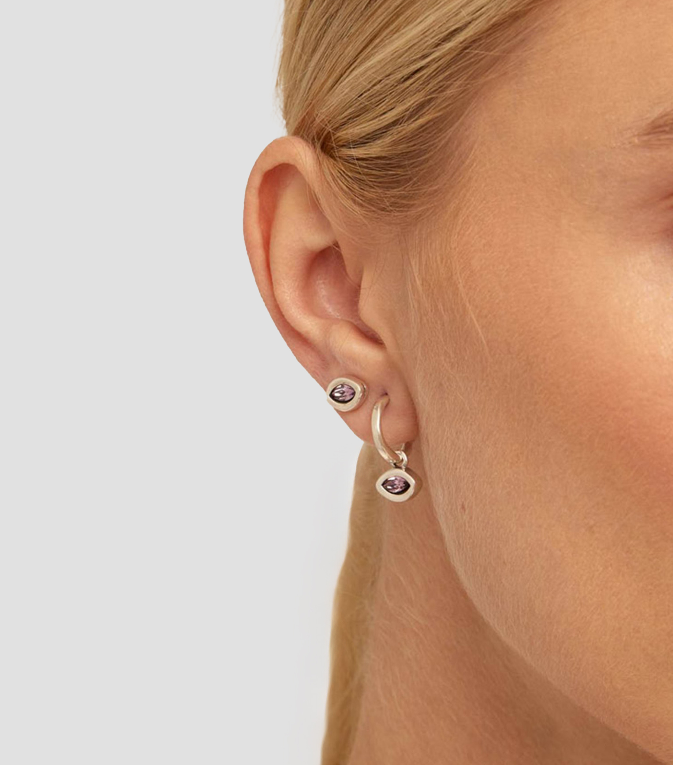 Arete en forma de ojo con cristal Mujer