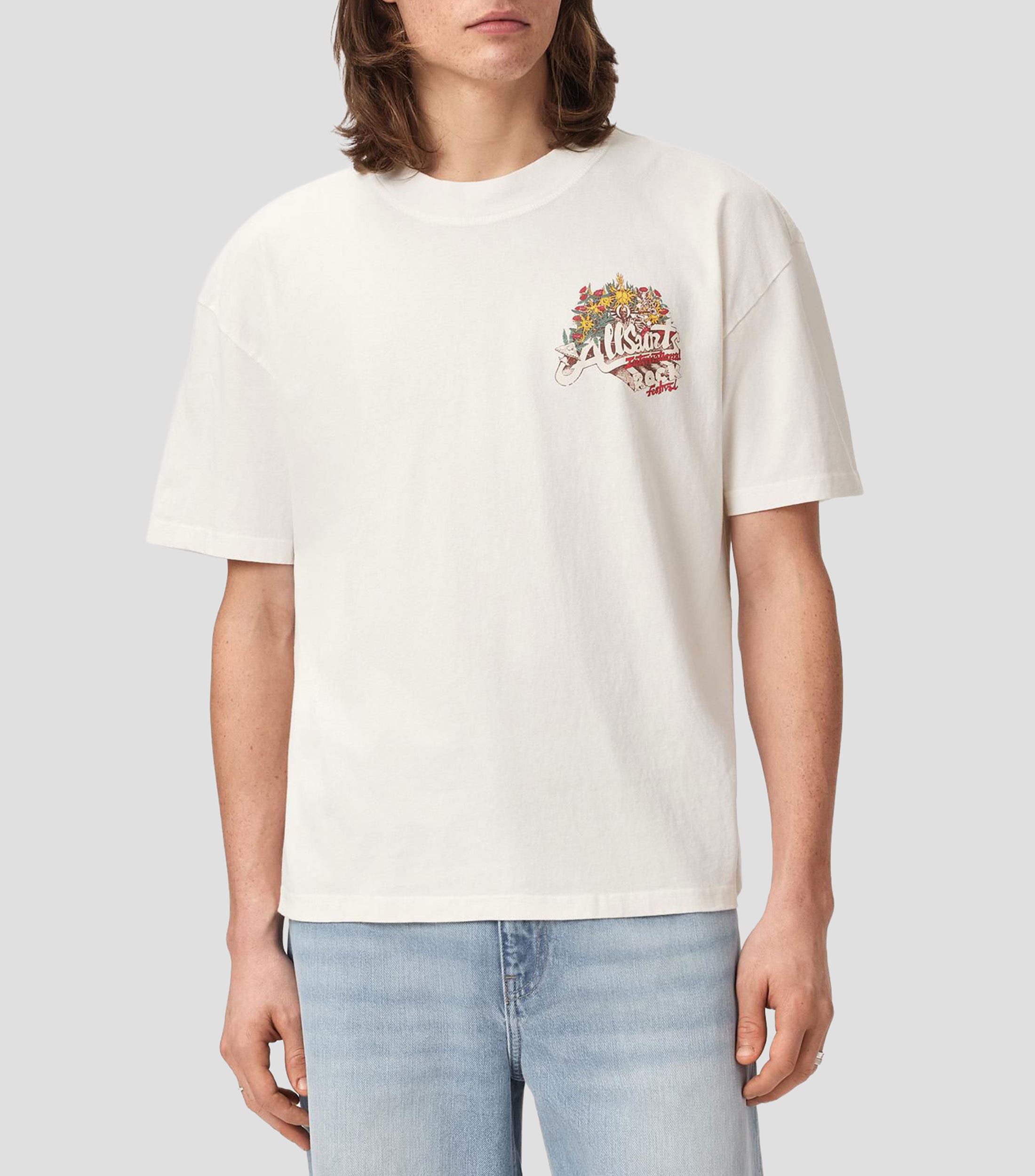 Playera de cuello redondo con manga corta estampada Hombre