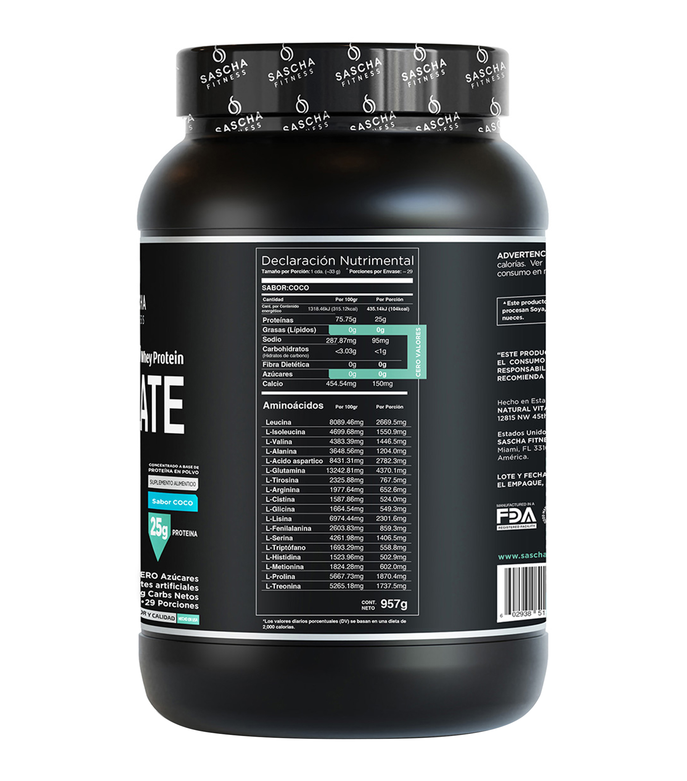 Proteina de Coco en polvo, 957 g