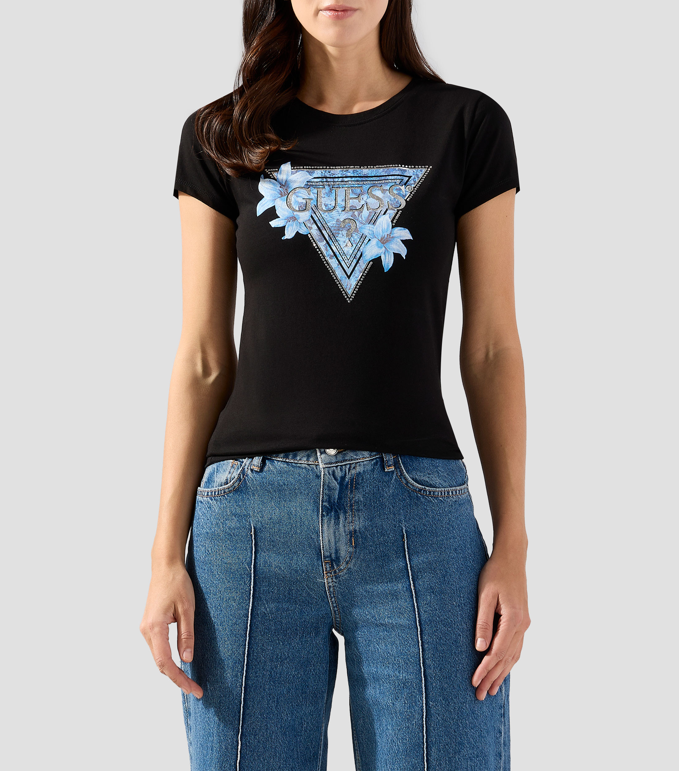 Playera cuello redondo manga corta estampada Mujer
