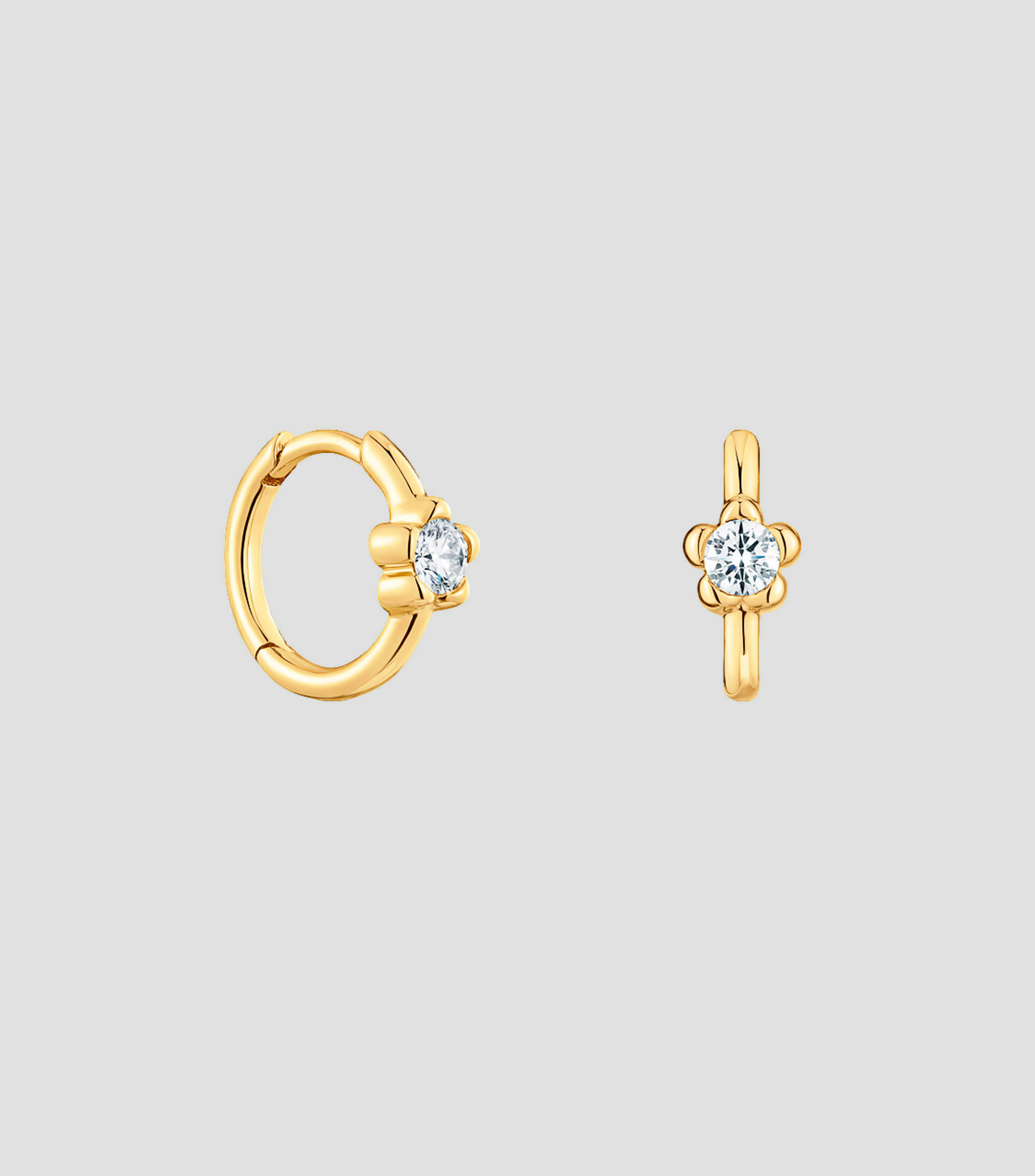 Aretes en oro de 14 Kilates en forma de aro con diamantes Lili Motives Mujer