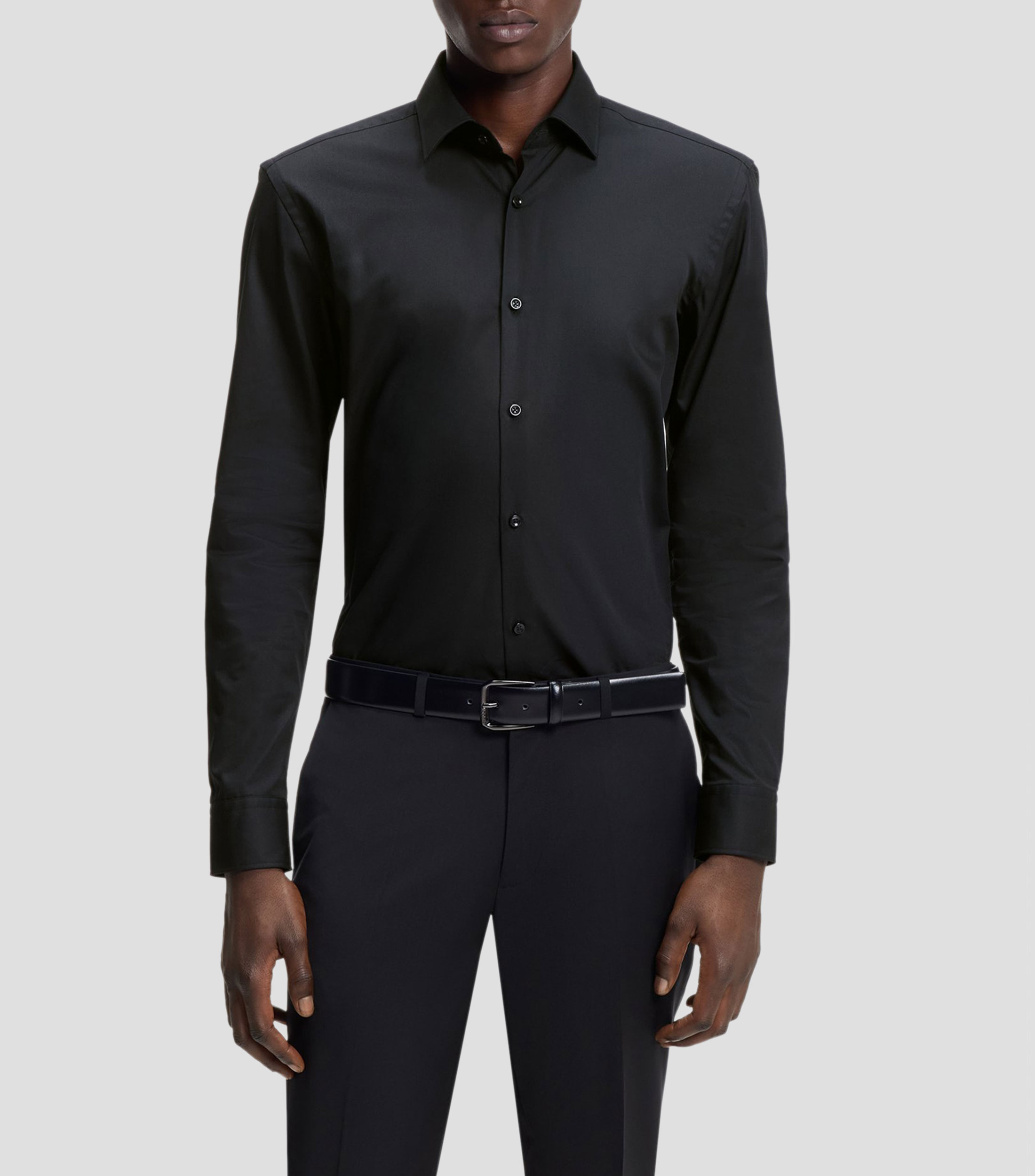 Camisa slim en popelín de algodón de planchado fácil Hombre