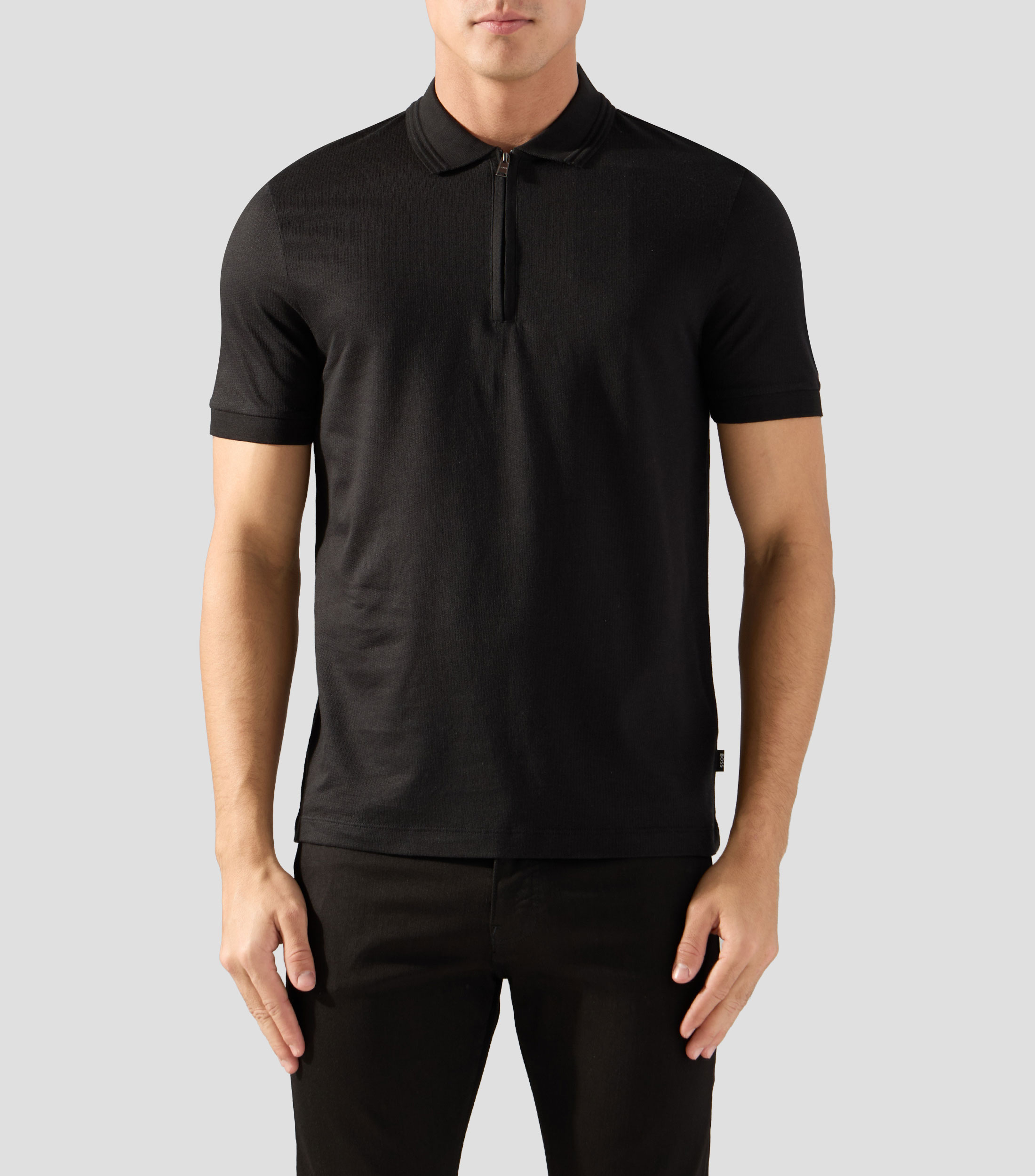 Polo de algodón con tapeta de cremallera Hombre