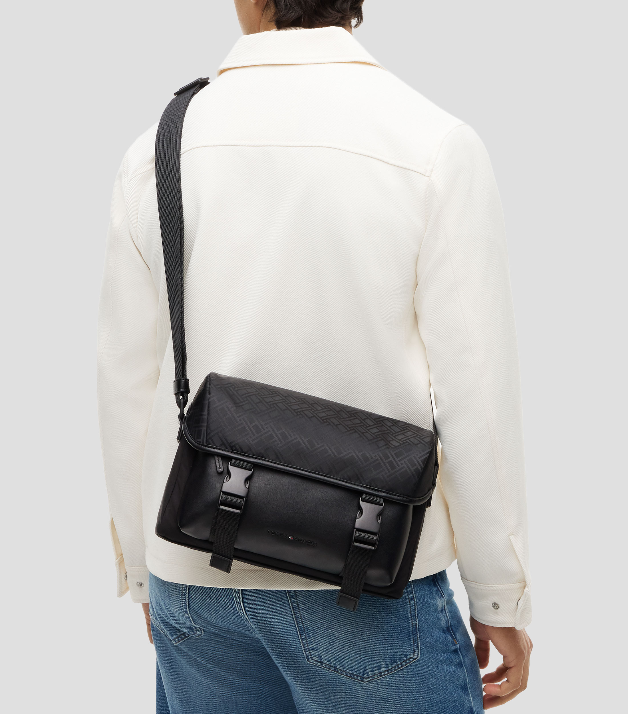 Bolsa messenger negra lisa Hombre