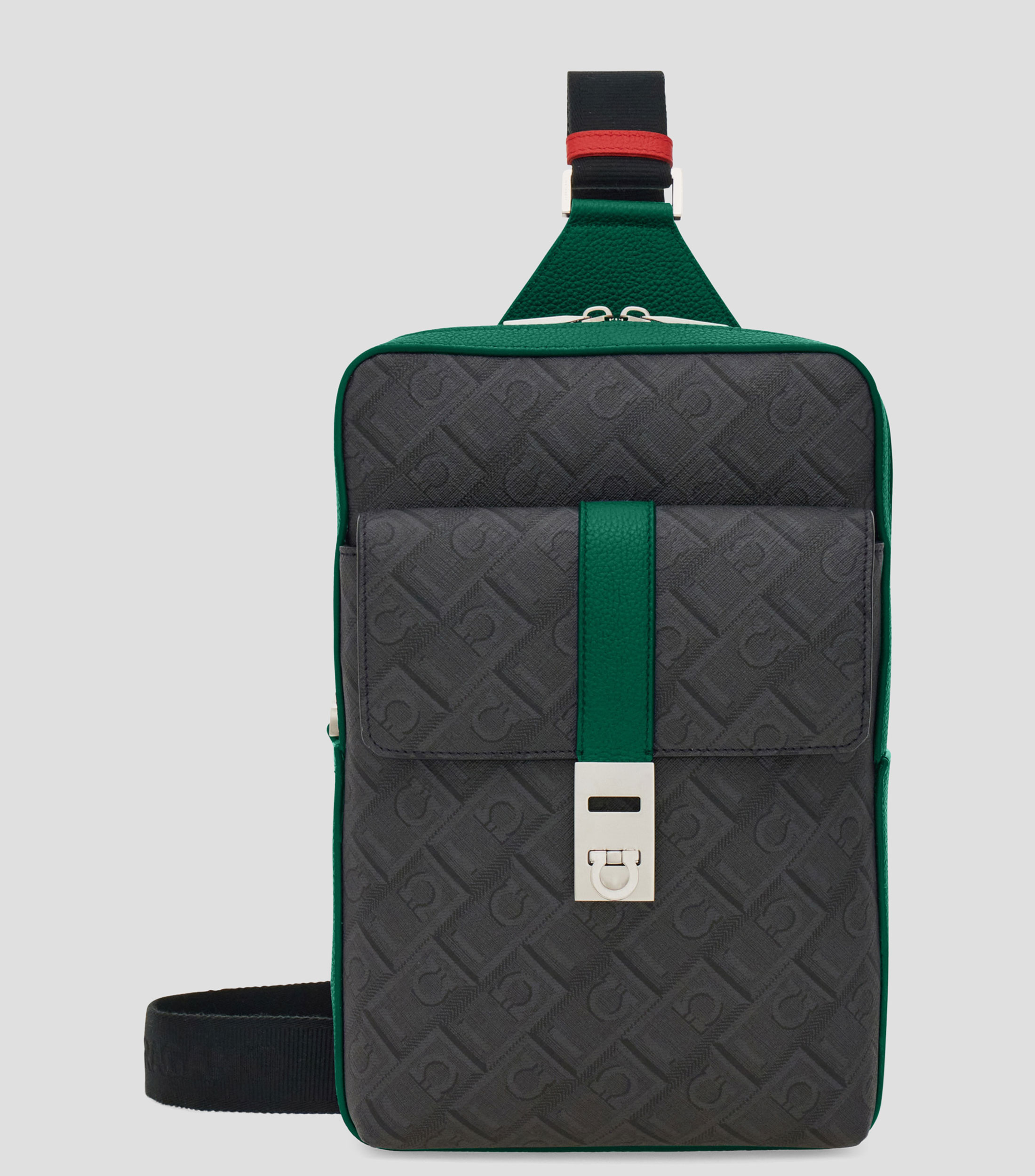 Bolso tejido recubierto y piel de becerro martillada Hombre