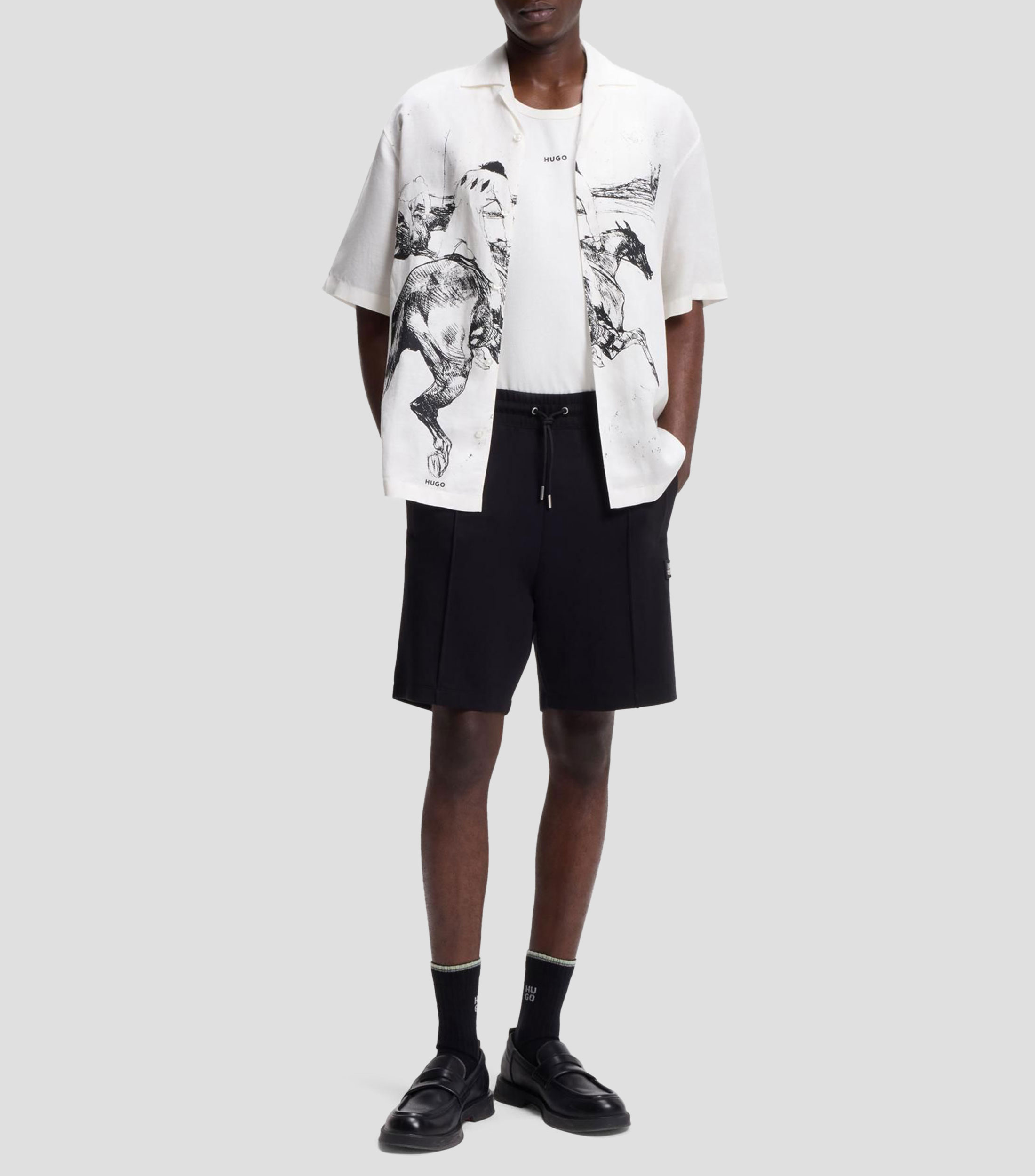 Camisa estampada con manga corta Hombre