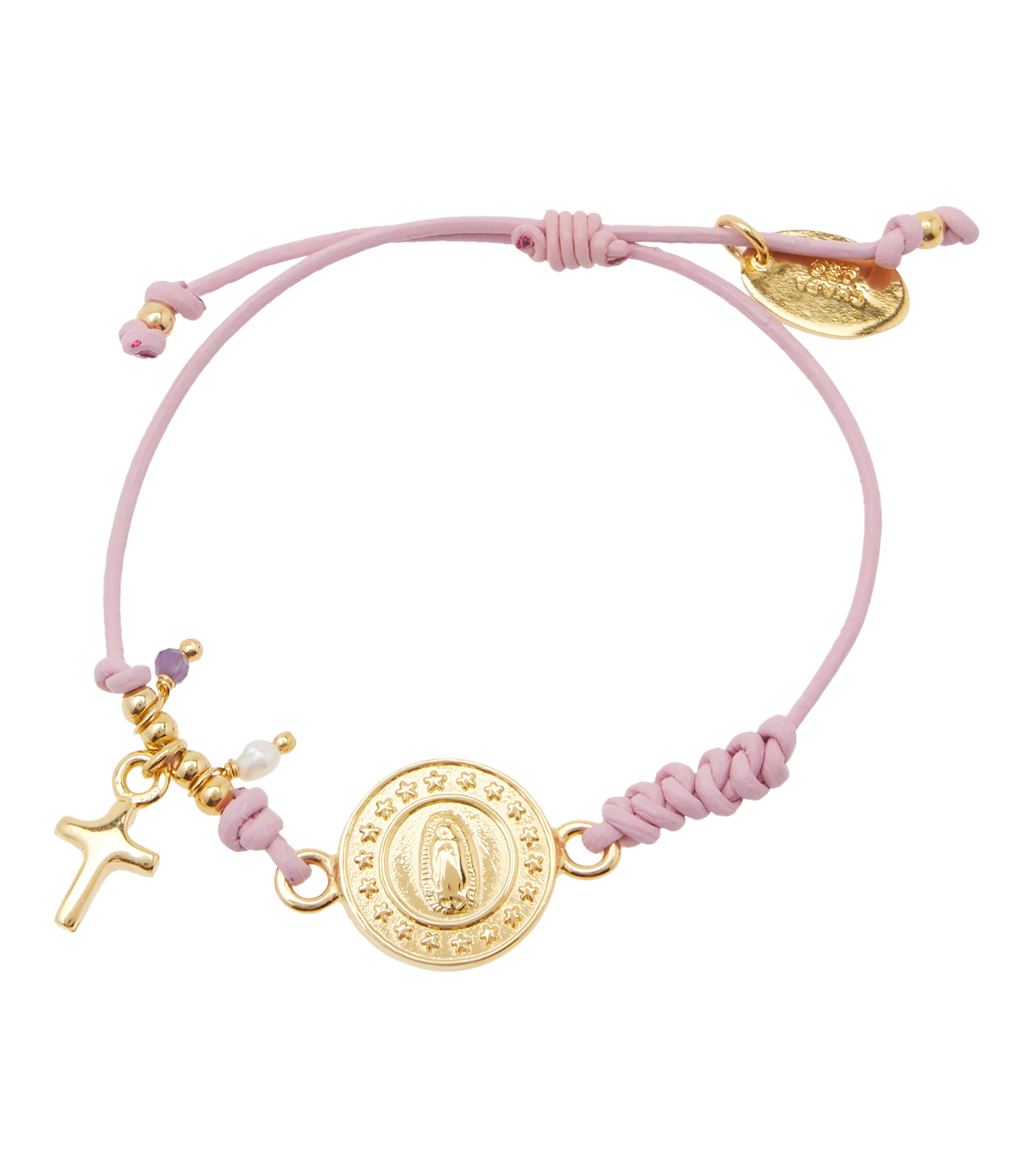 Pulsera Virgen en cuero Niña