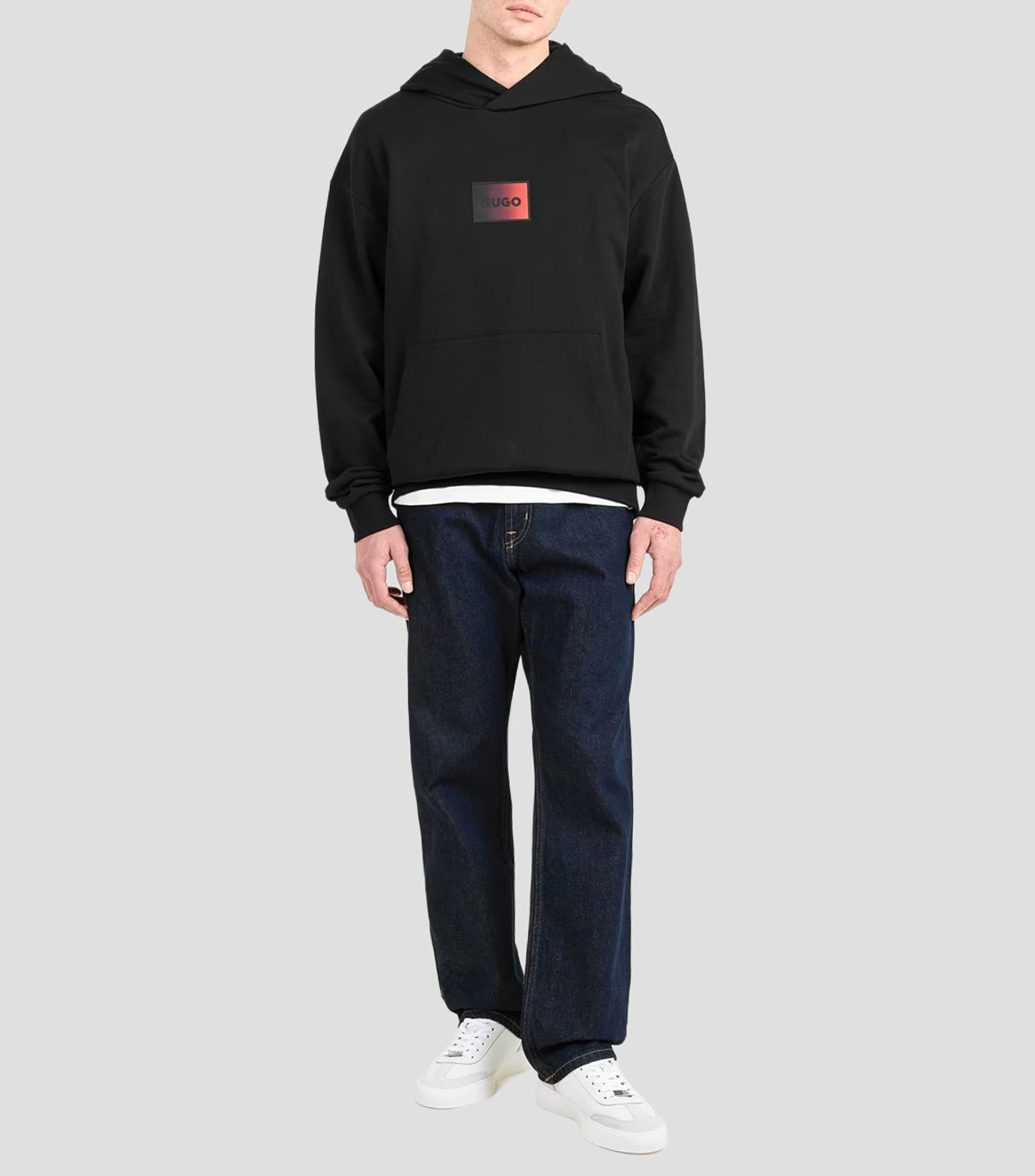 Sudadera con capucha de felpa de algodón con logo degradado Hombre