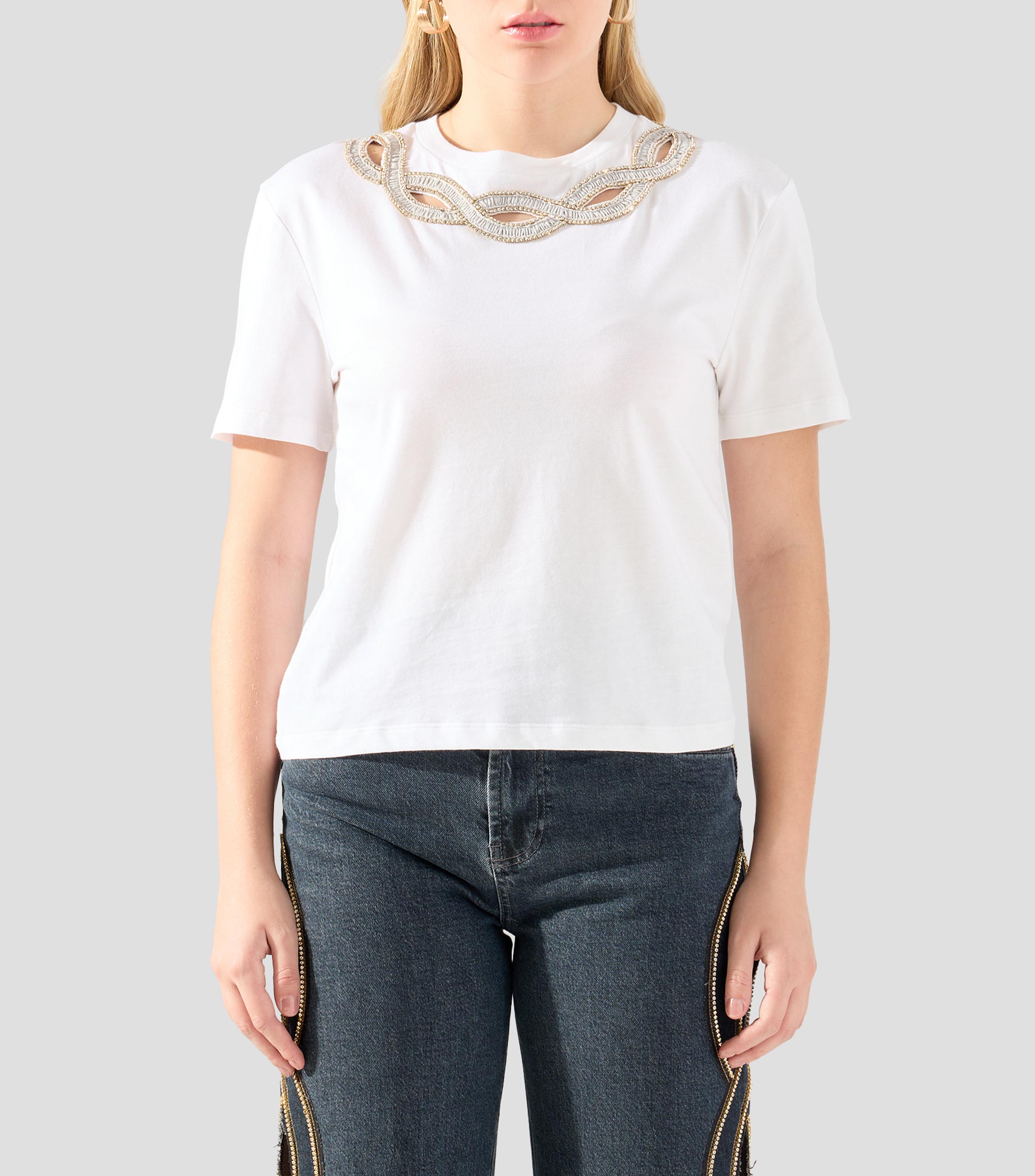 Playera cuello redondo manga corta lisa Mujer