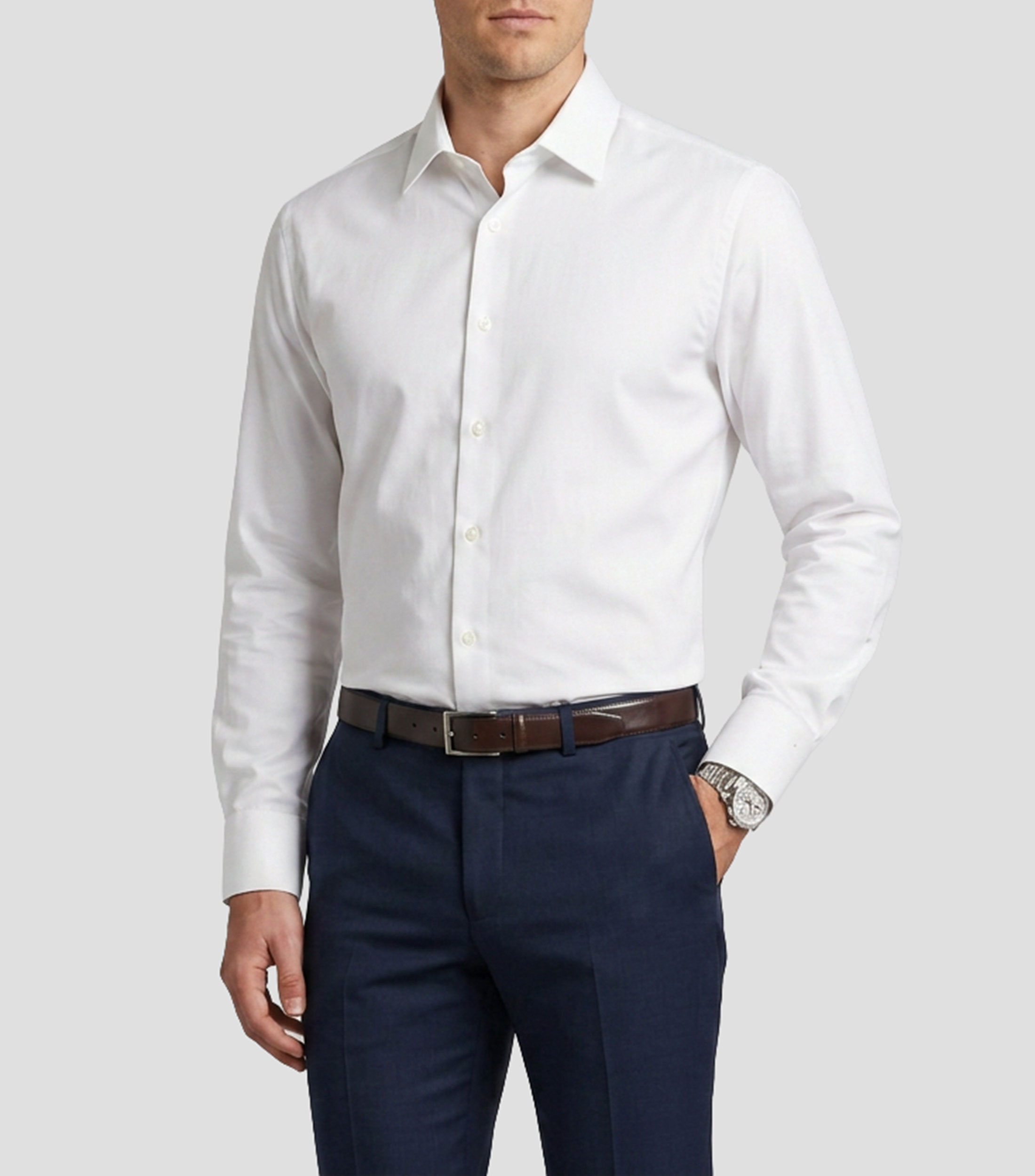 Camisa lisa manga larga Hombre