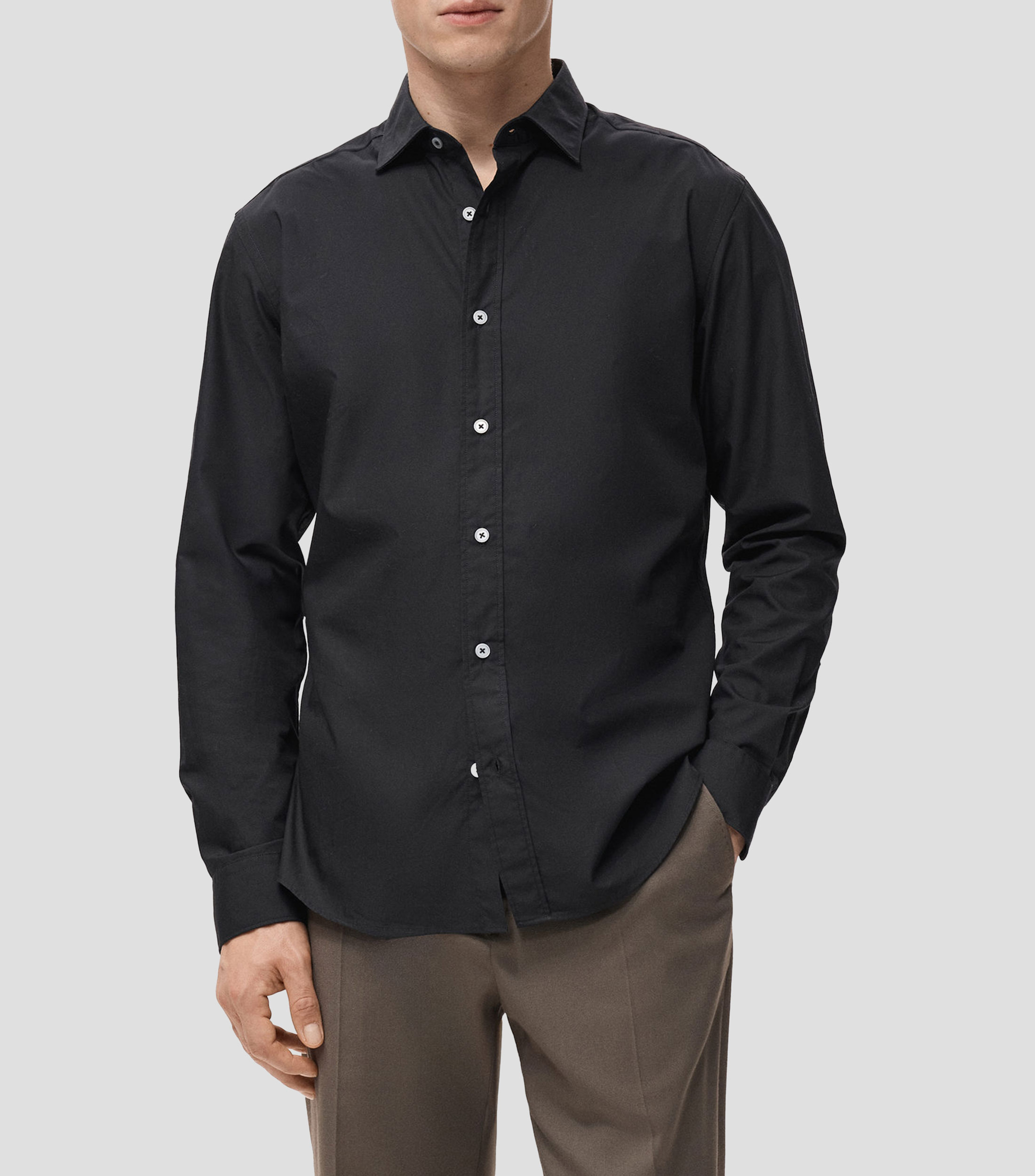 Camisa lisa manga larga Hombre