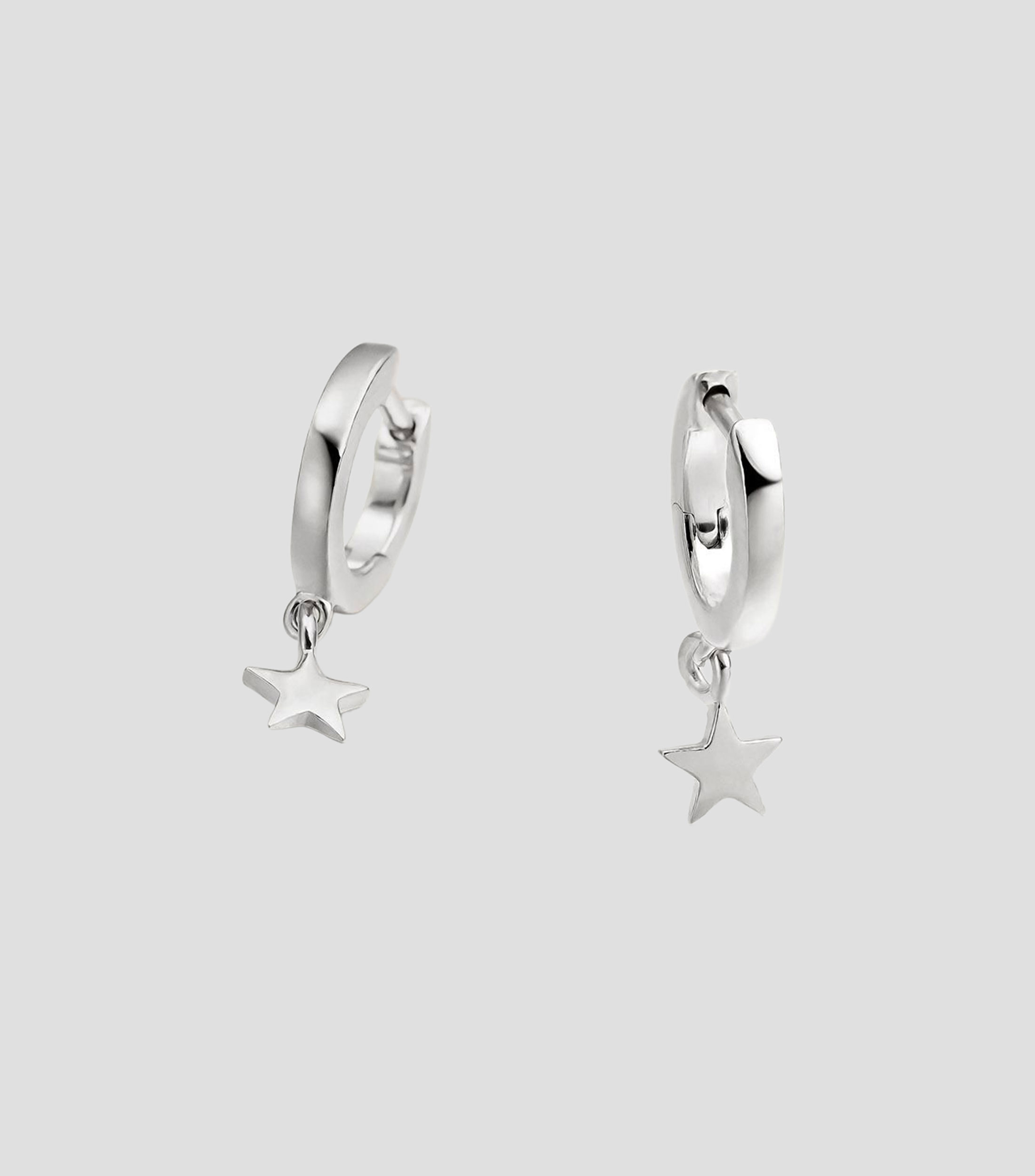 Pendientes de aro pequeño en plata .925 con estrella Rush Mujer