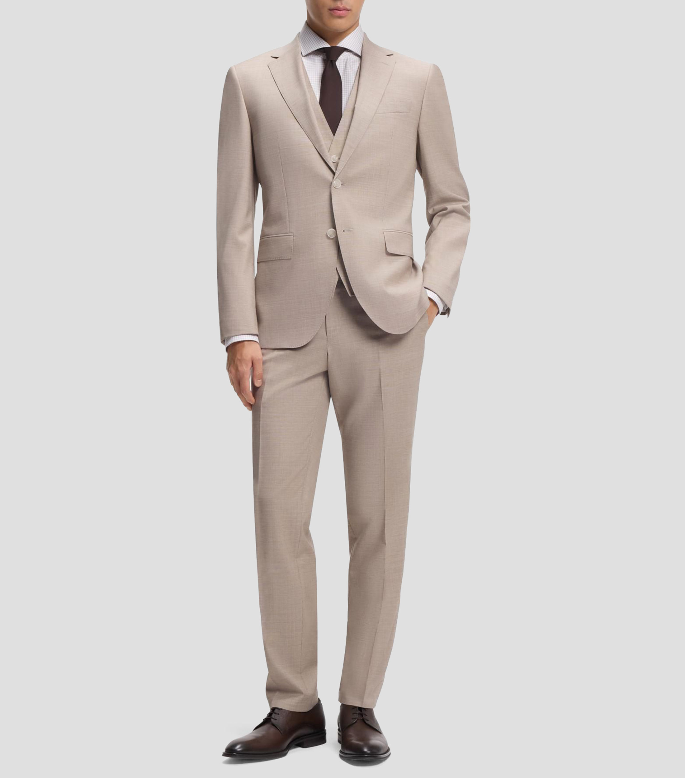 Camisa regular en sarga de algodón italiana a cuadros Hombre