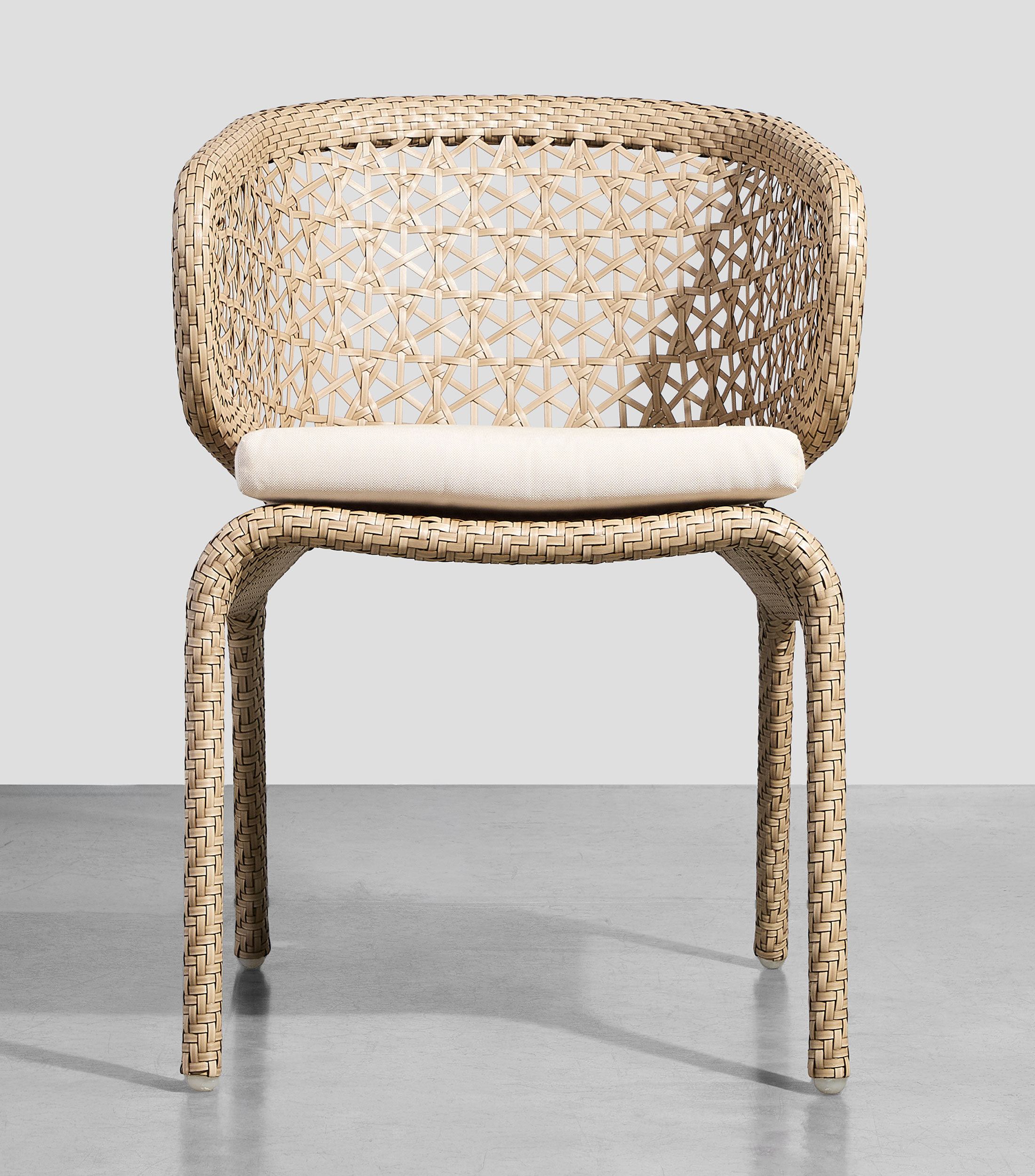 Silla Wifera en madera y mimbre beige