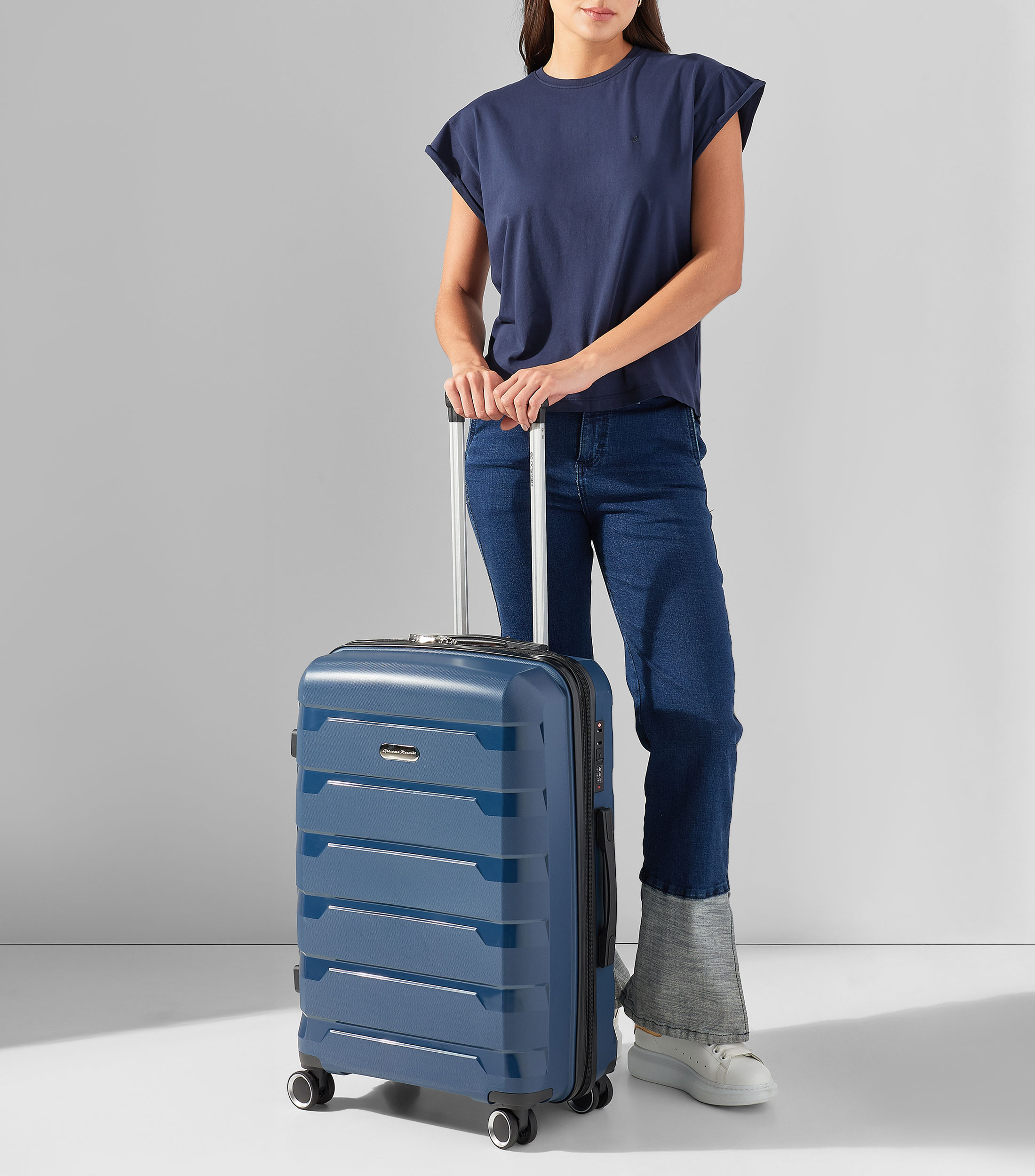 Maleta de viaje rodante de 24" Ocsport expandible azul