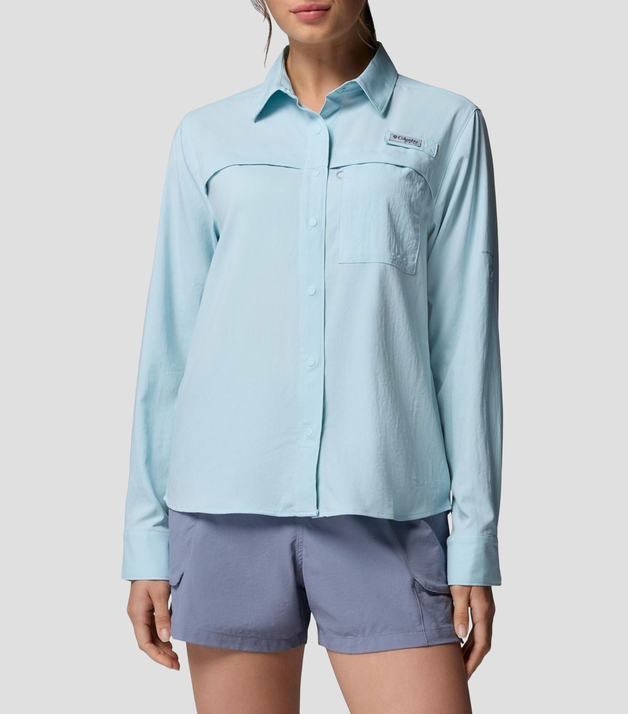 Camisa lisa manga larga PFG Castback Woven Mujer